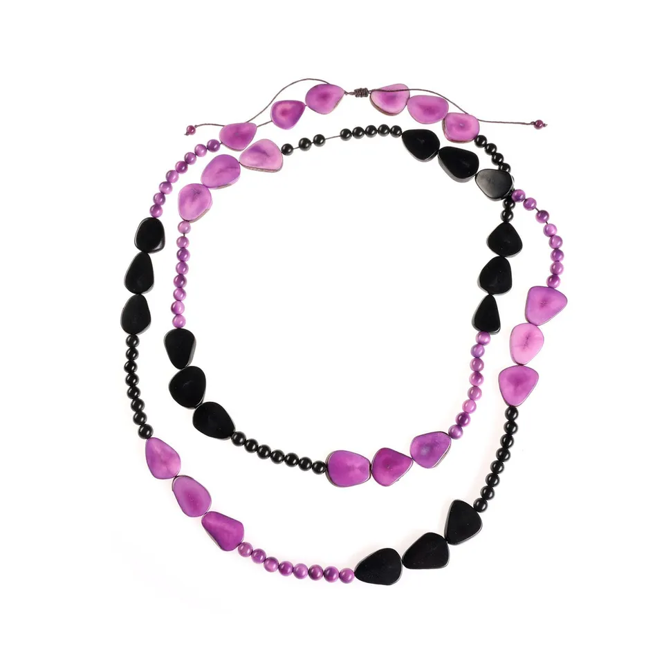 On Earth Cooperative Collection Bosco collana viola 130 cm tagua