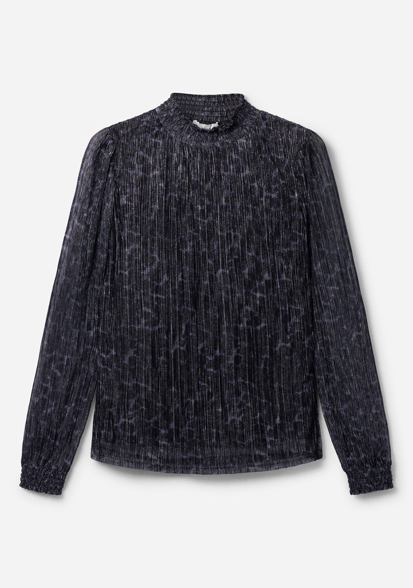 Aaiko Tory top blu animalier plissettato