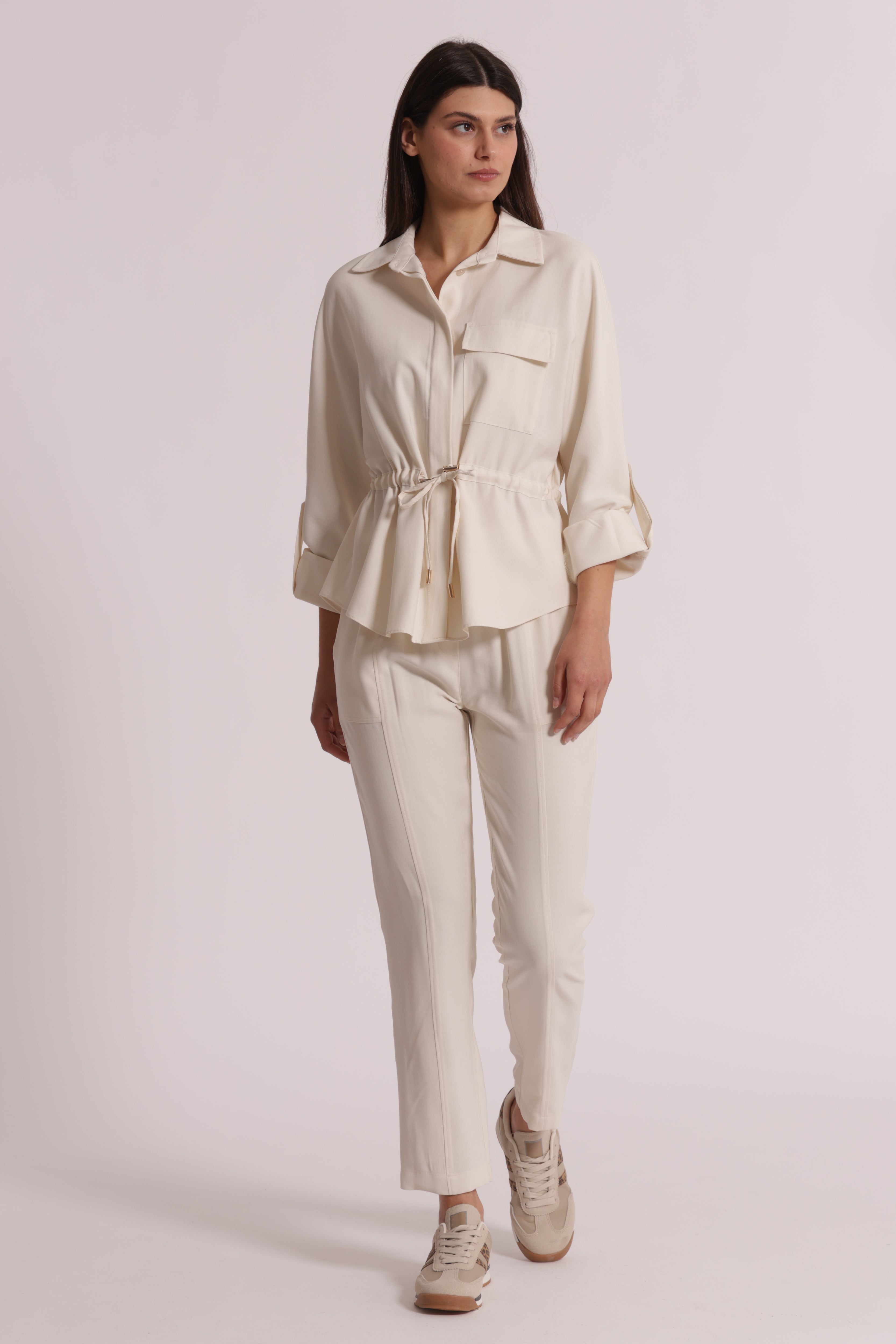 Mimi Mua pantalone con elastico pantaloni latte viscosa