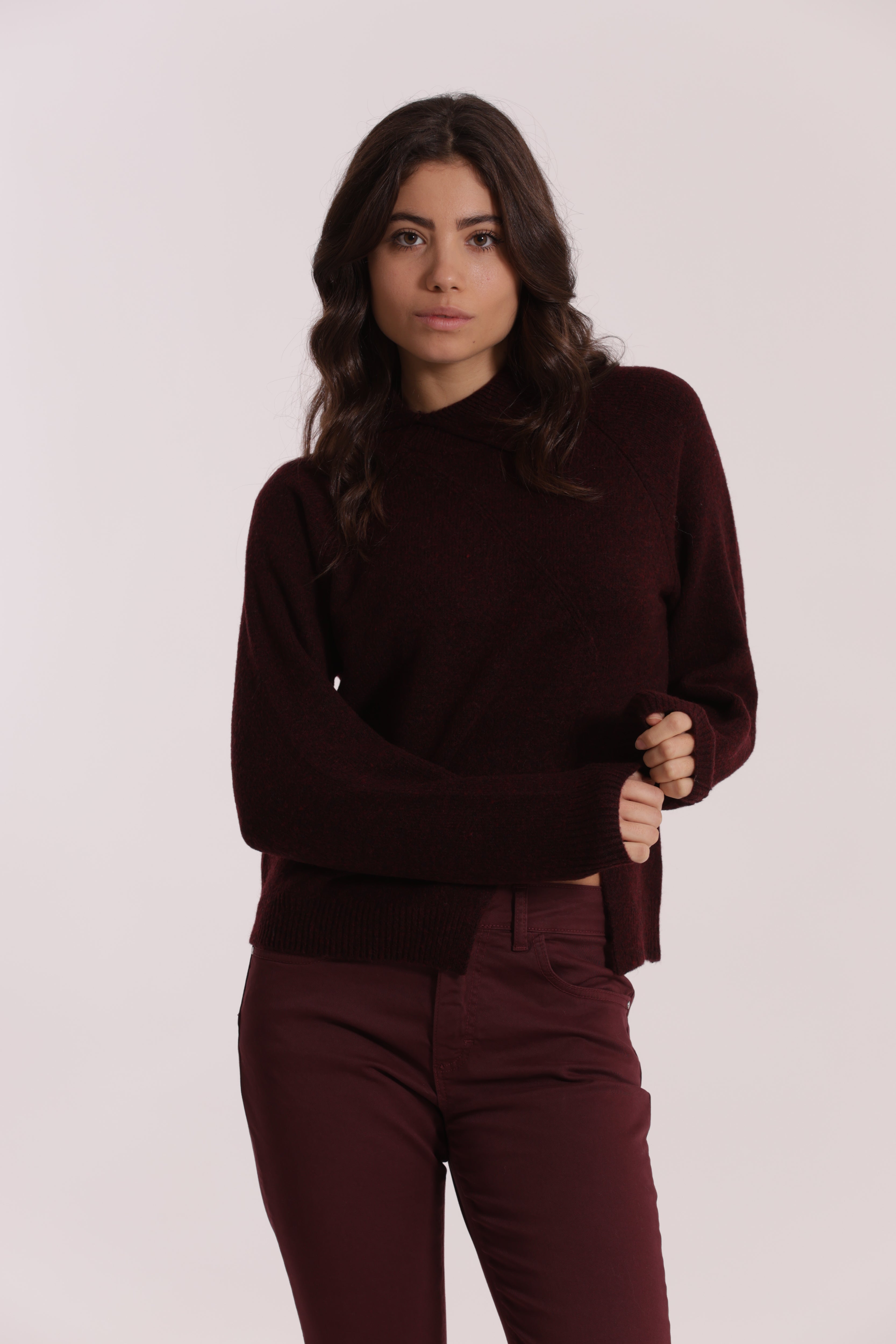 Mimi Mua collo piegato dolcevita maglia panna calda