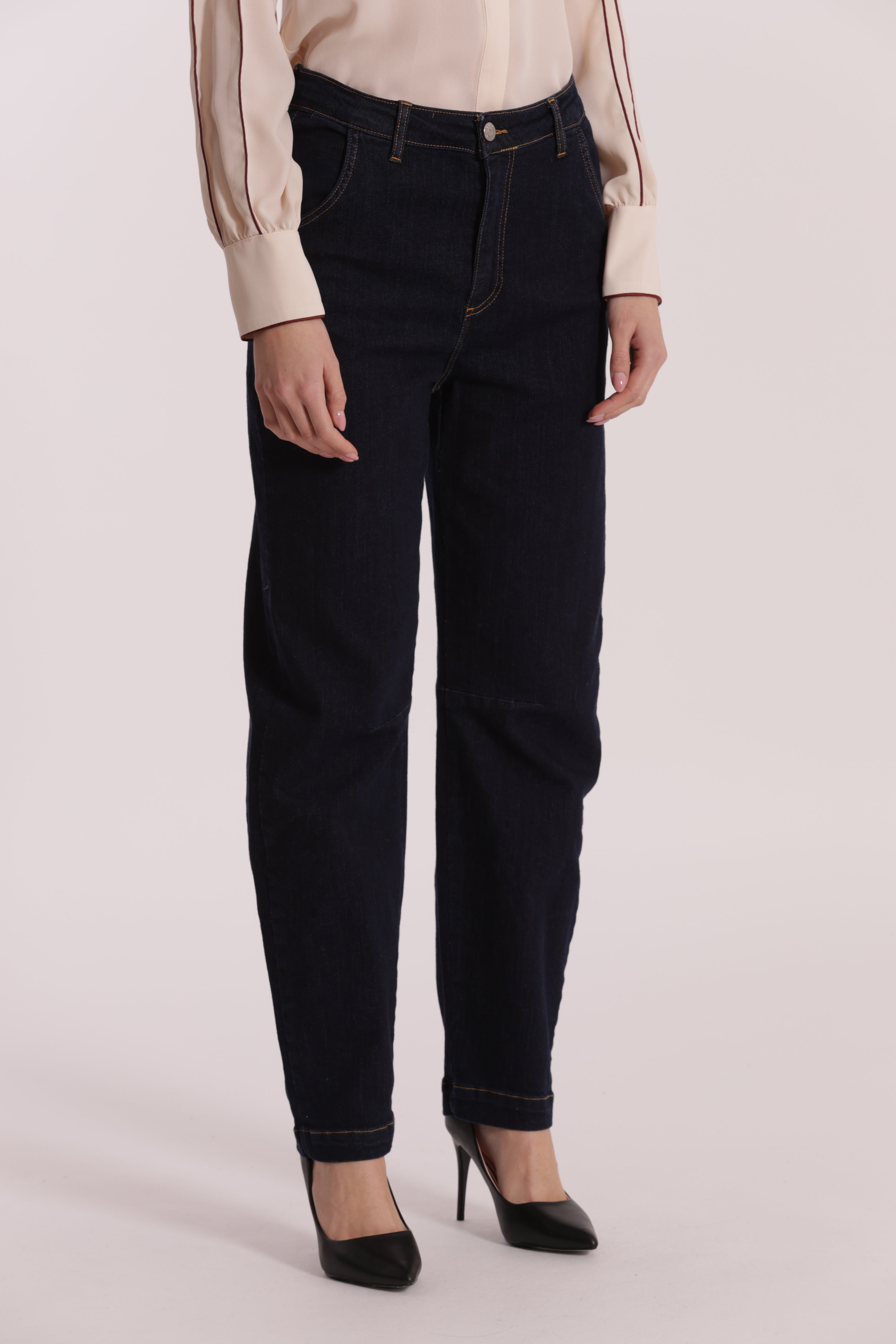Mimi Mua jeans ballon blu scuro cotone