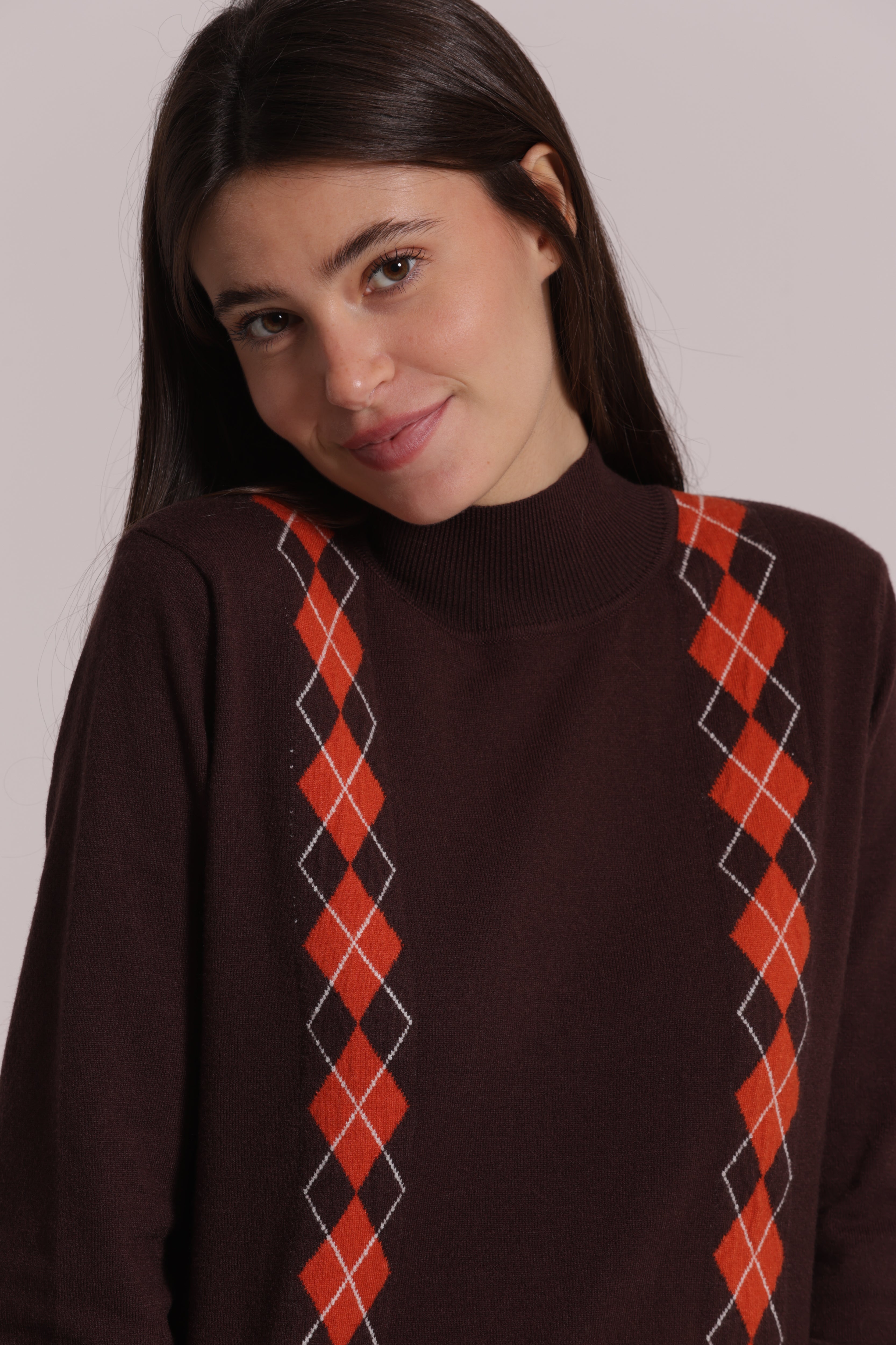 Mimi Mua Maglia Lupetto Rombo Blu Elasticizzata