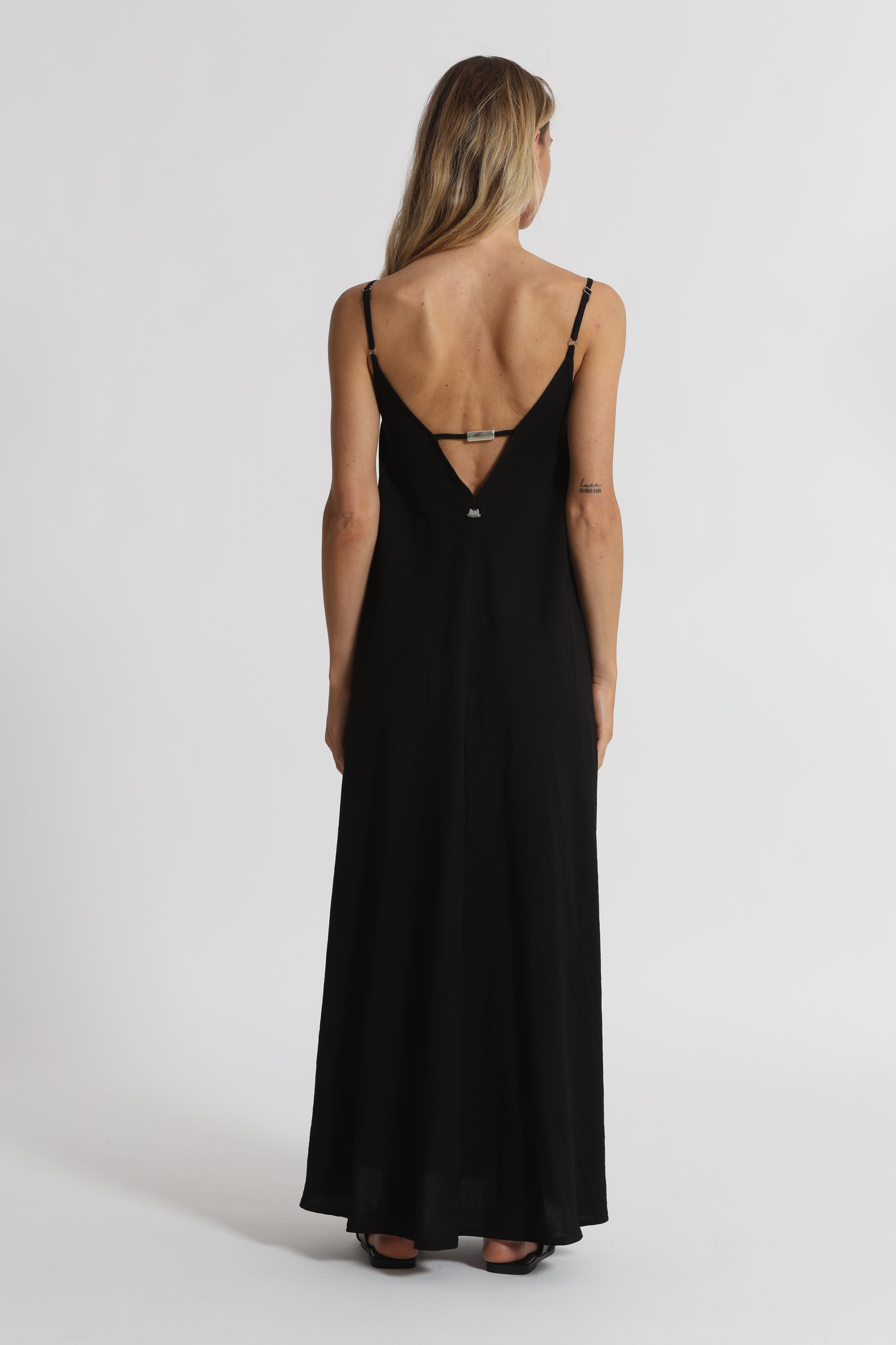 Mimi Mua Abito Canotta Viscosa Nylon Nero Costina
