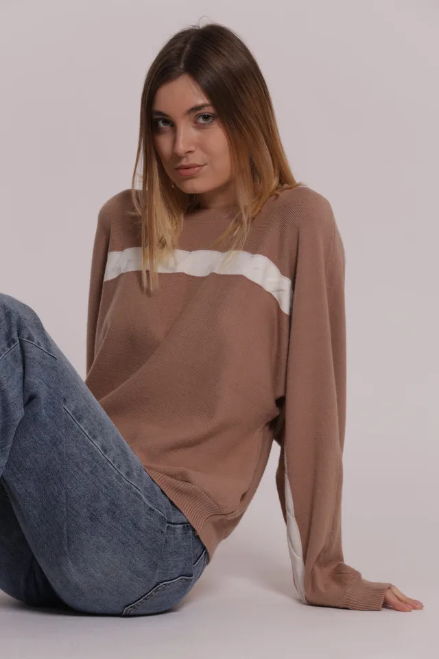 Mimi Mua Maglia Scollo Tondo Treccia in Viscosa