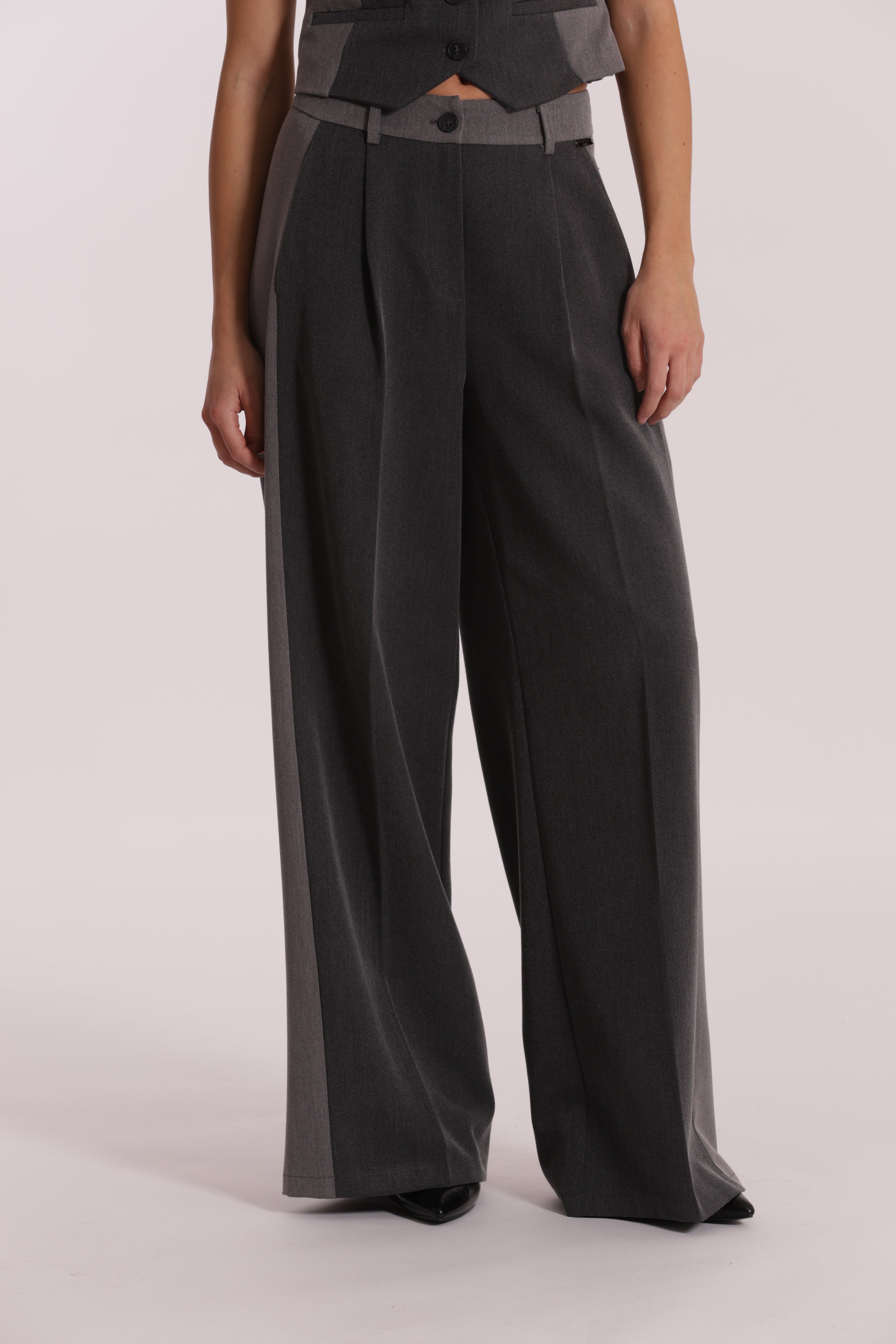 Mimi Mua Palazzo Color Block pantaloni grigio chiaro/antracite