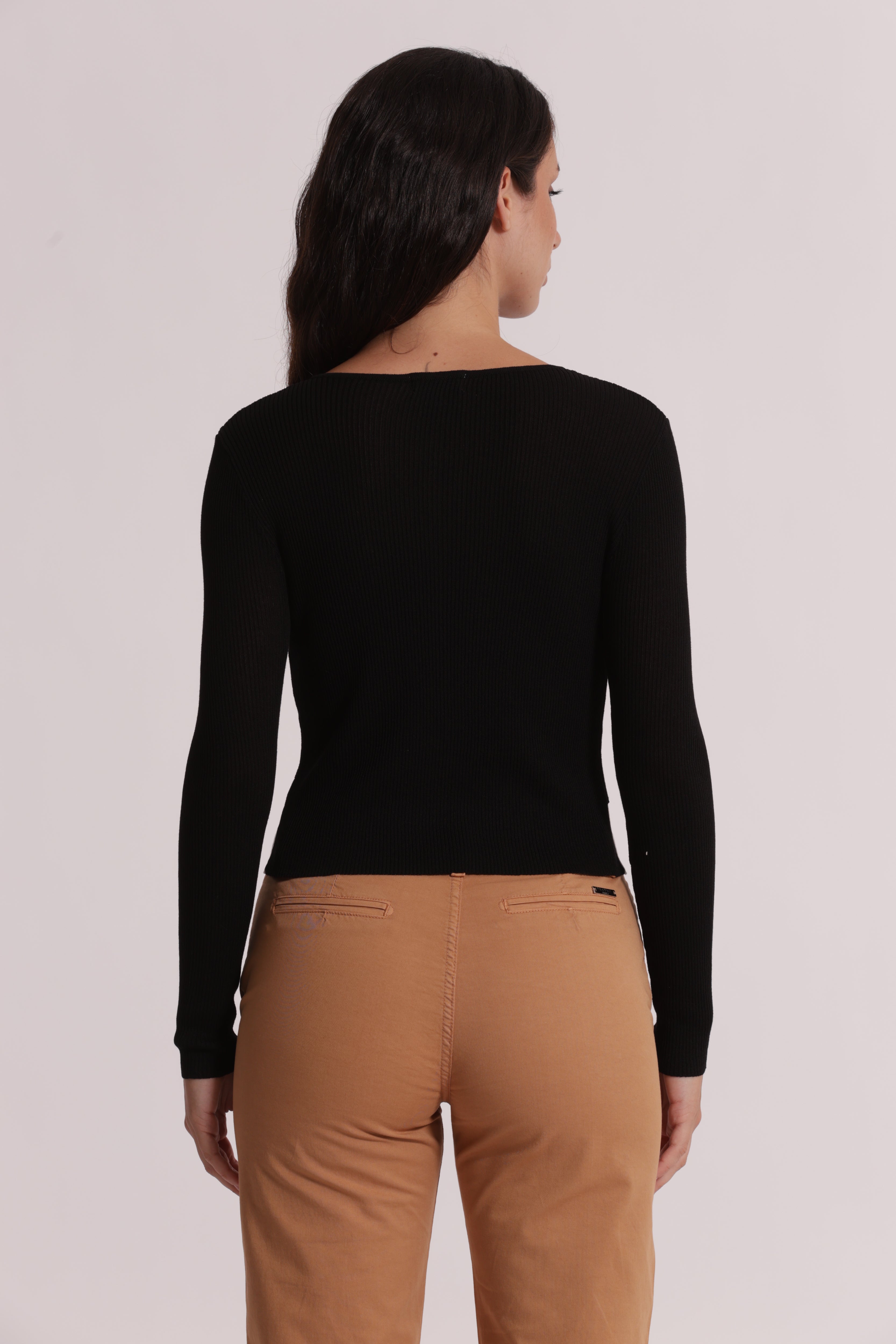 Mimi Mua Cardigan Maglia Doppia Abbottonatura Nero/Panna