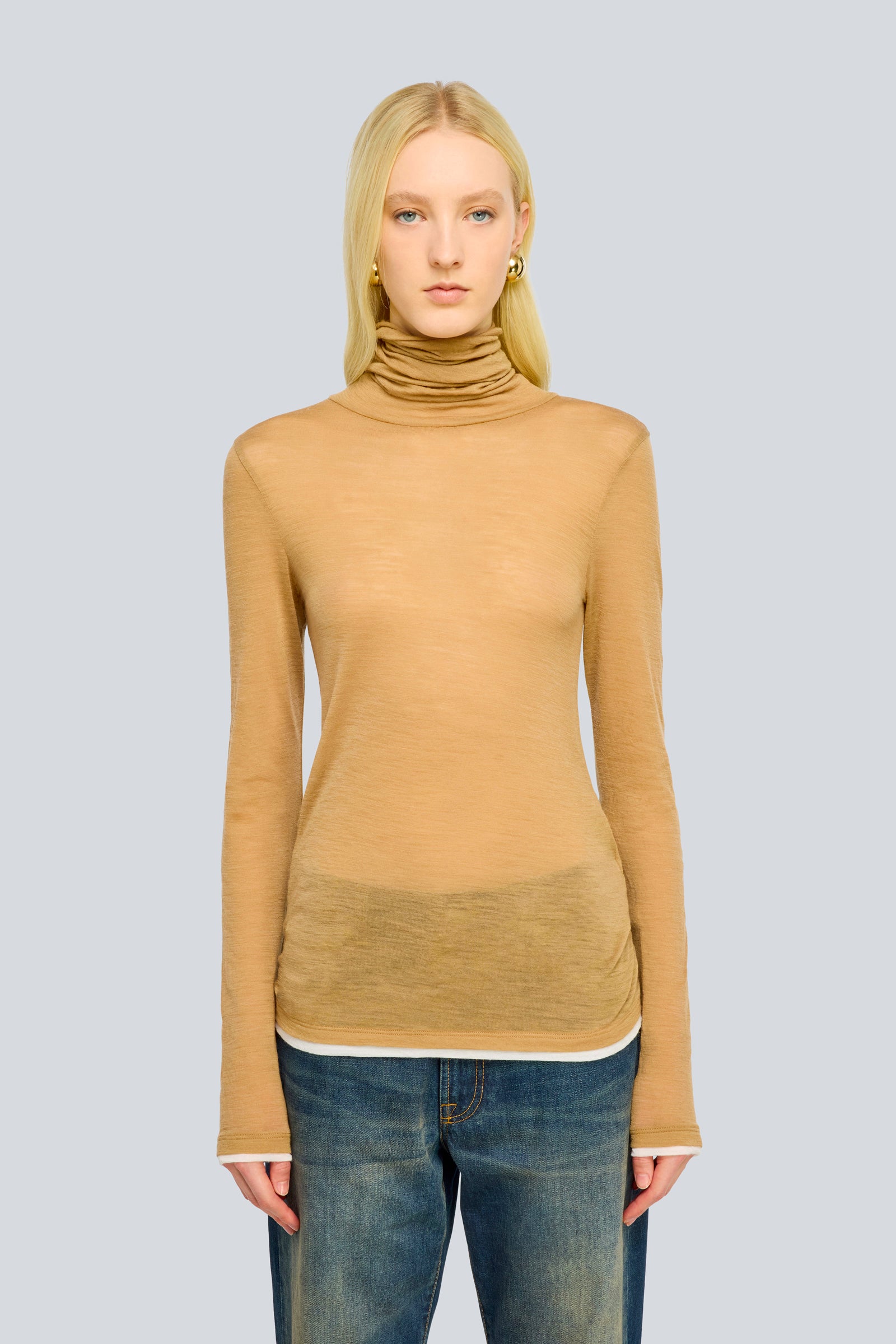 Semicouture Roxane dolcevita jersey lana cammello