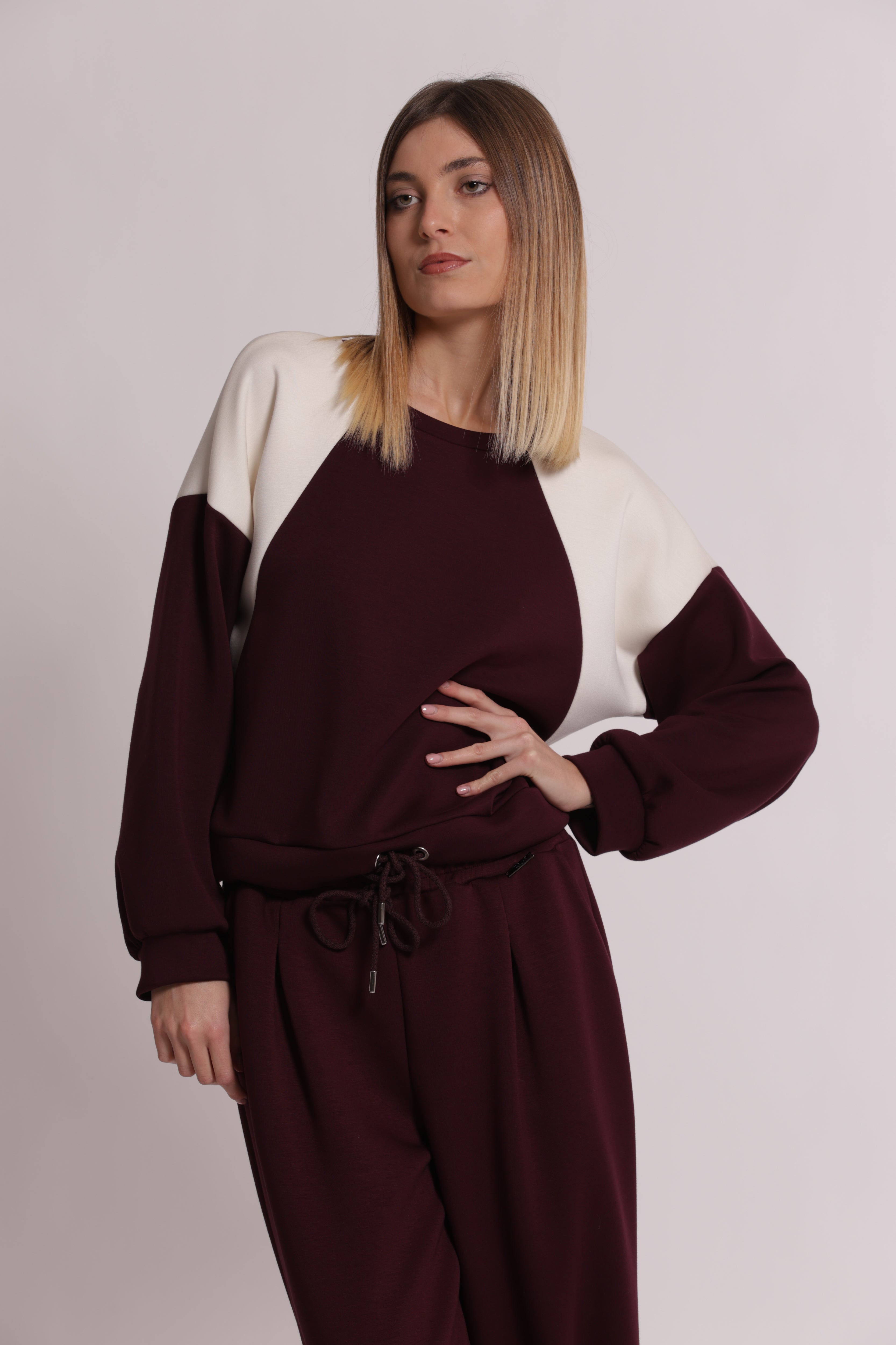 Mimi Mua felpa bicolor coulisse verde till leggera