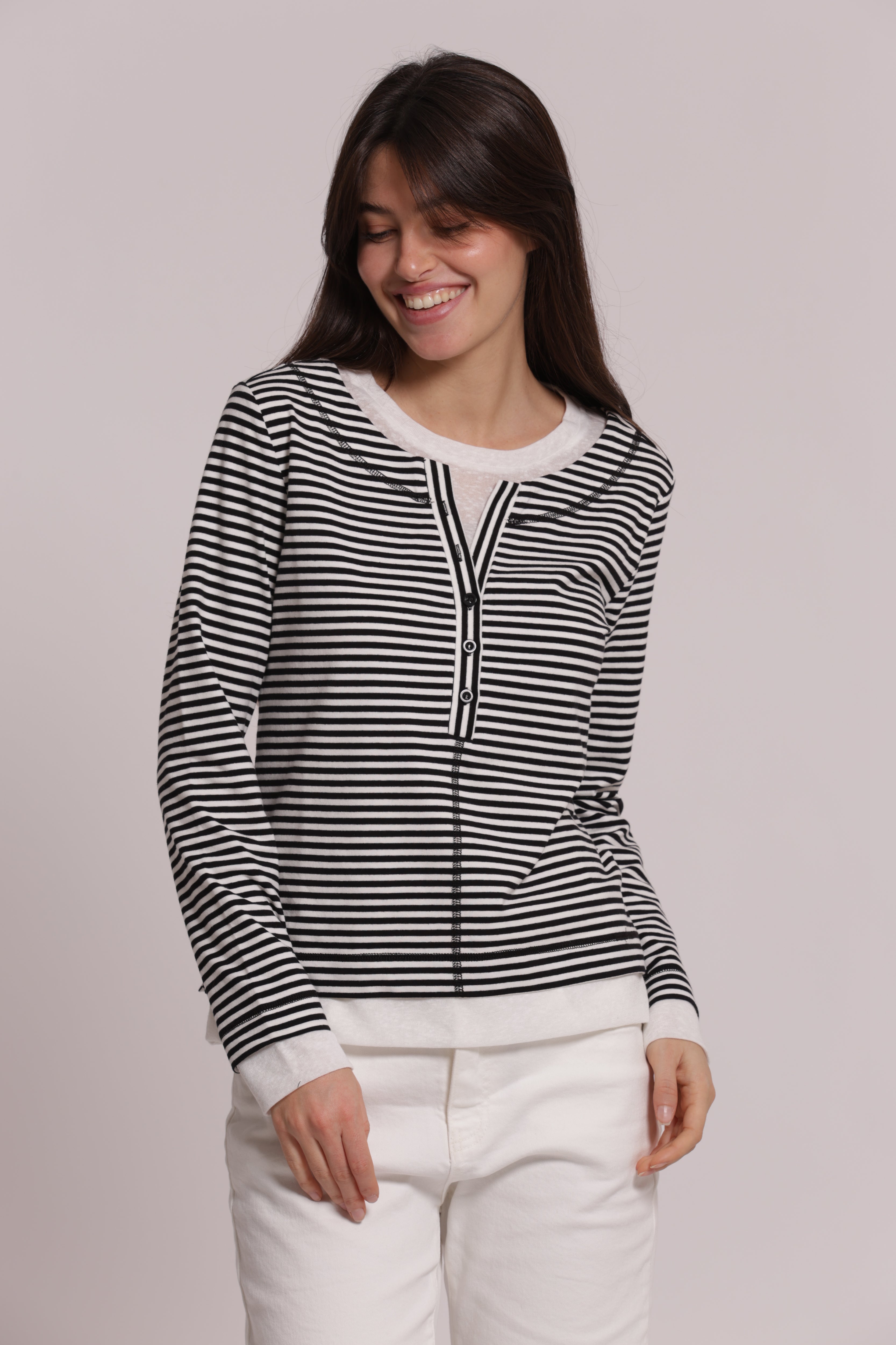 Mimi Mua t-shirt doppia righe nero/bianco cotone