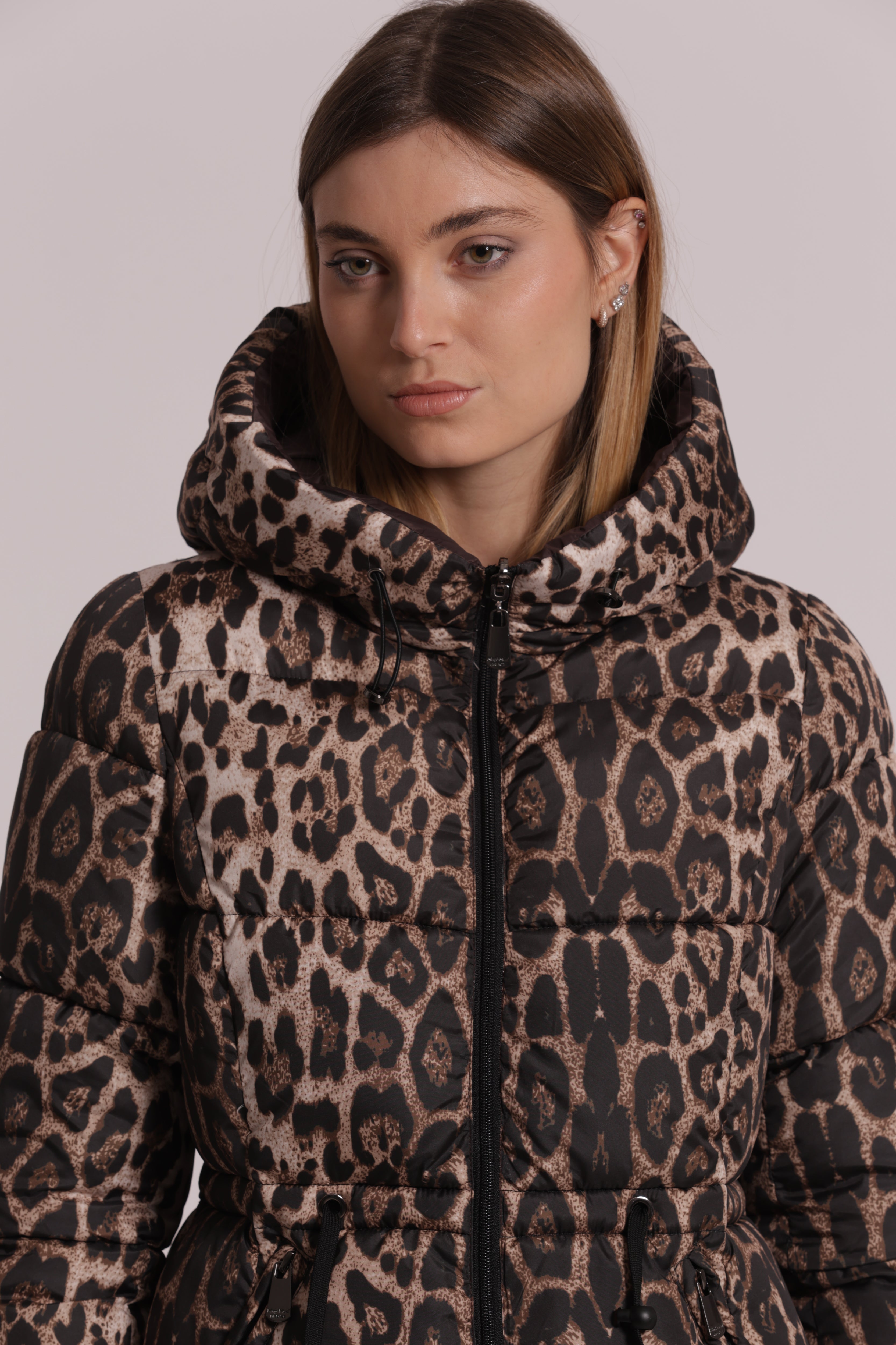 Mimi Mua Piumino Corto Reversibile Coulisse Vita Animalier 2in1