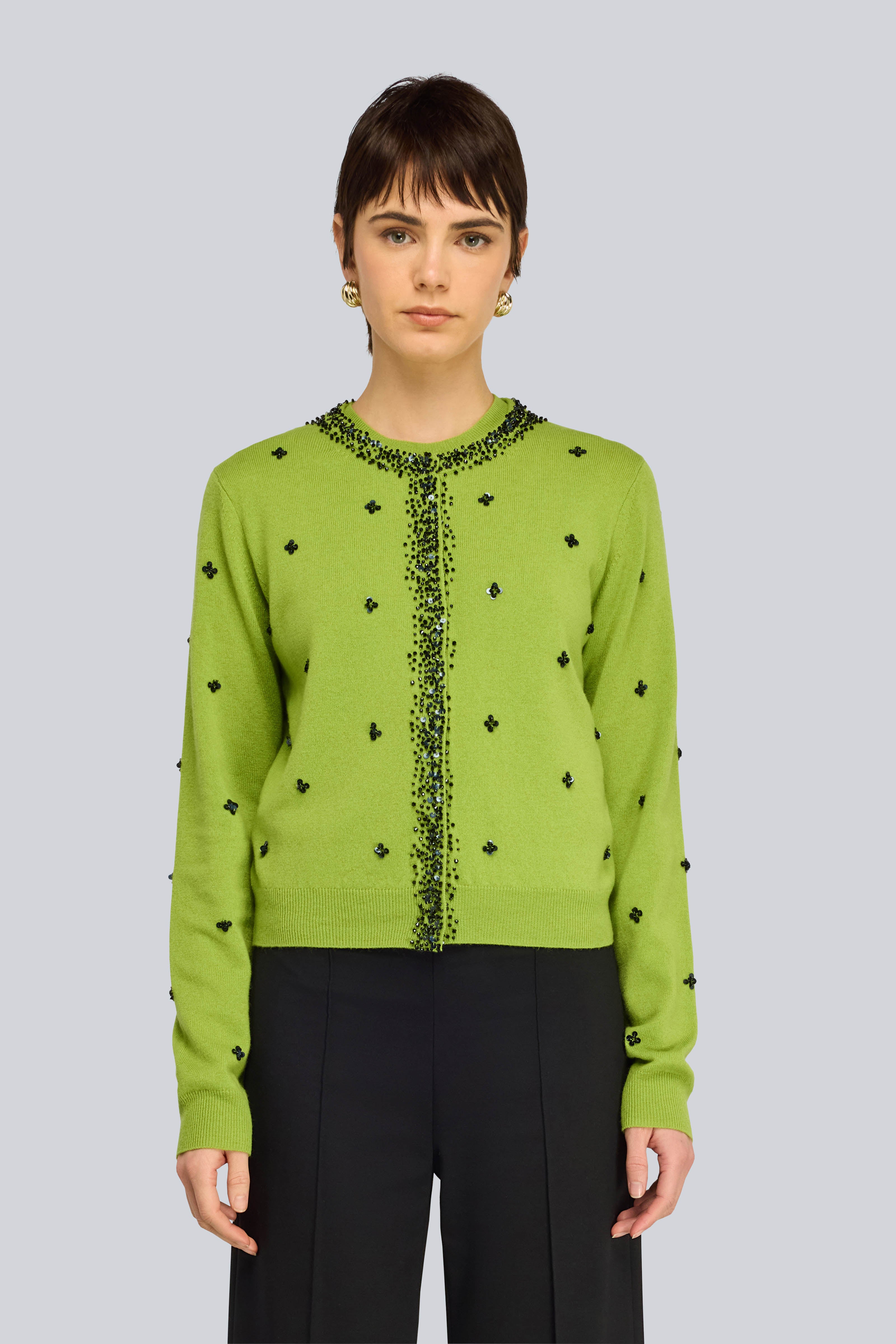 Semicouture Chelsea cardigan cashmere avocado ricami