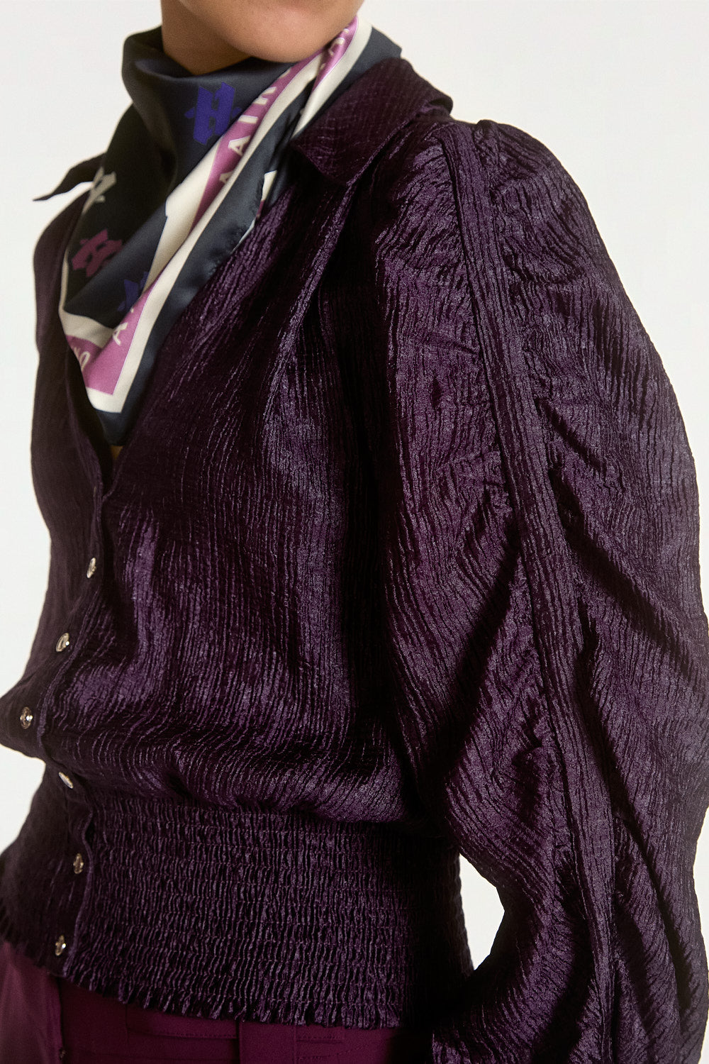Aaiko Myra camicia prugna bottoni effetto shimmer