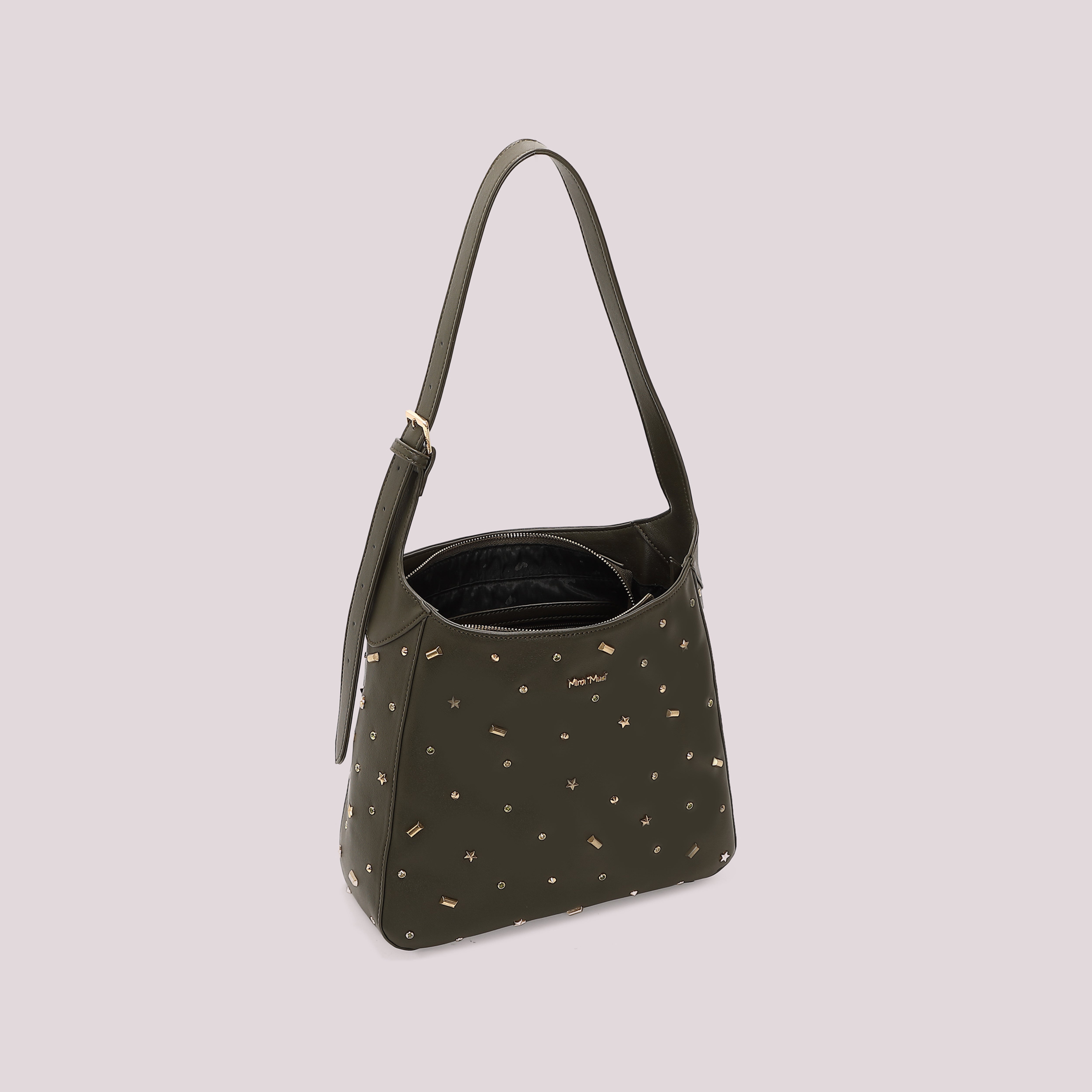 Mimi Mua Borsa a Spalla Applicazioni Nera 30cm