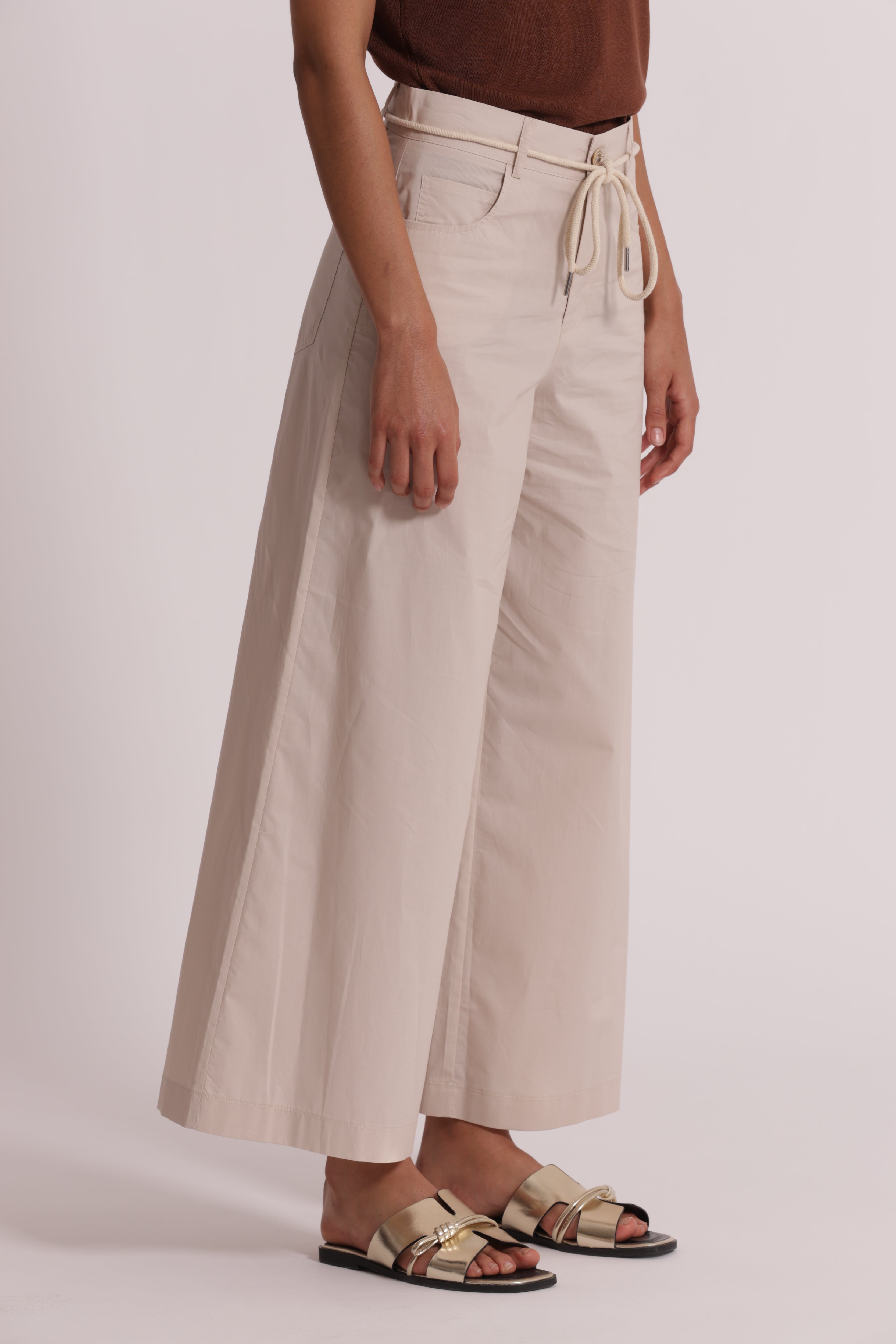 Mimi Mua Pantaloni Cordino Vita 100% Cotone Beige