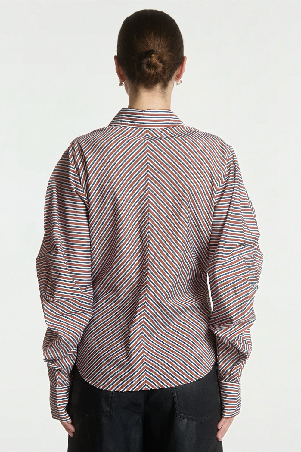 Aaiko Isabel camicia marrone a righe Fudge