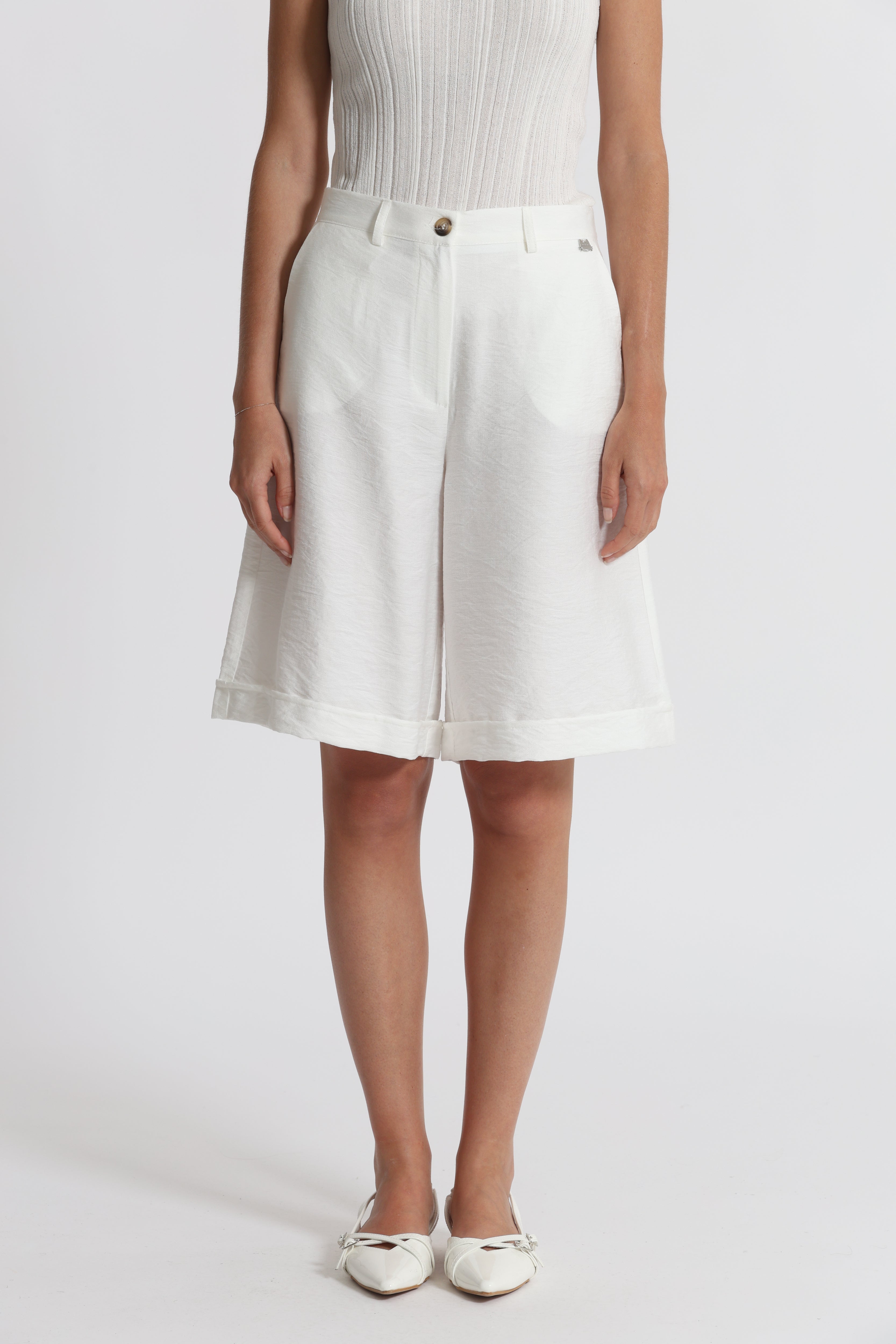 Mimi Mua bermuda basic viscosa bianco
