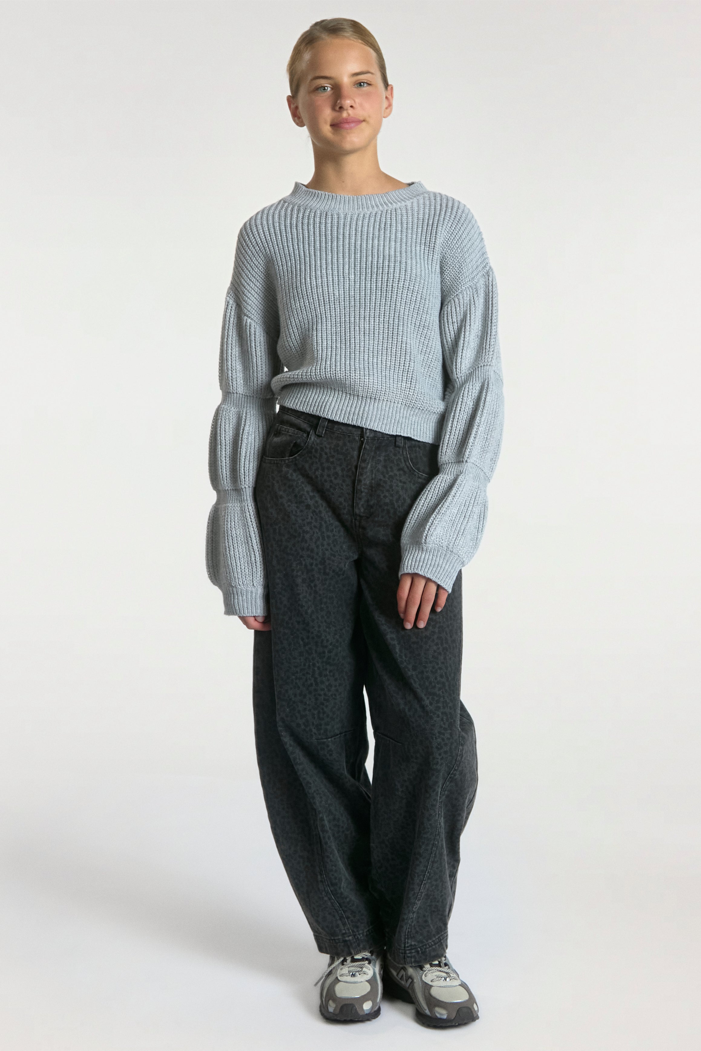 Aaiko Alor maglione grigio melange bambina