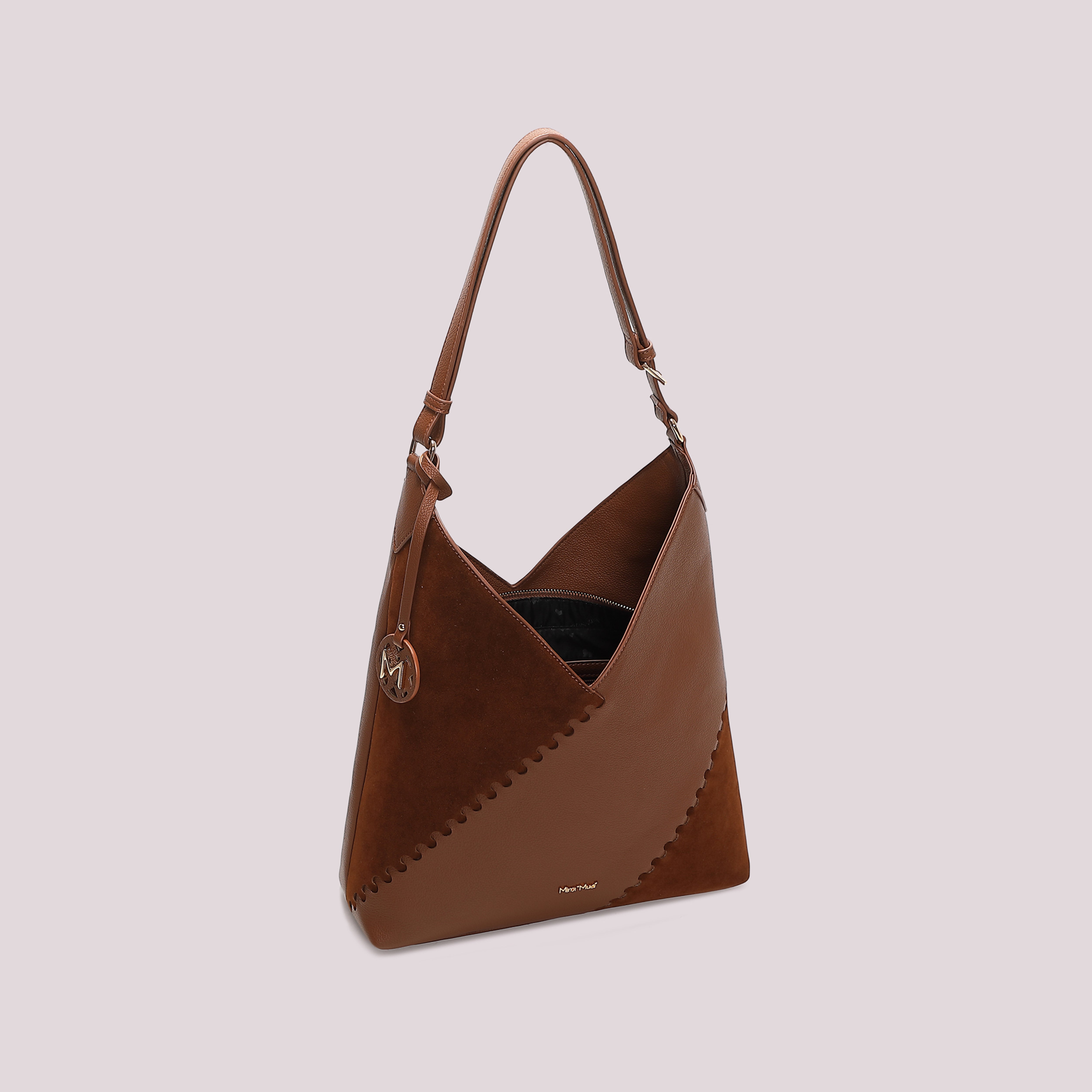 Mimi Mua Borsa Spalla Patch borsa a spalla nero camoscio