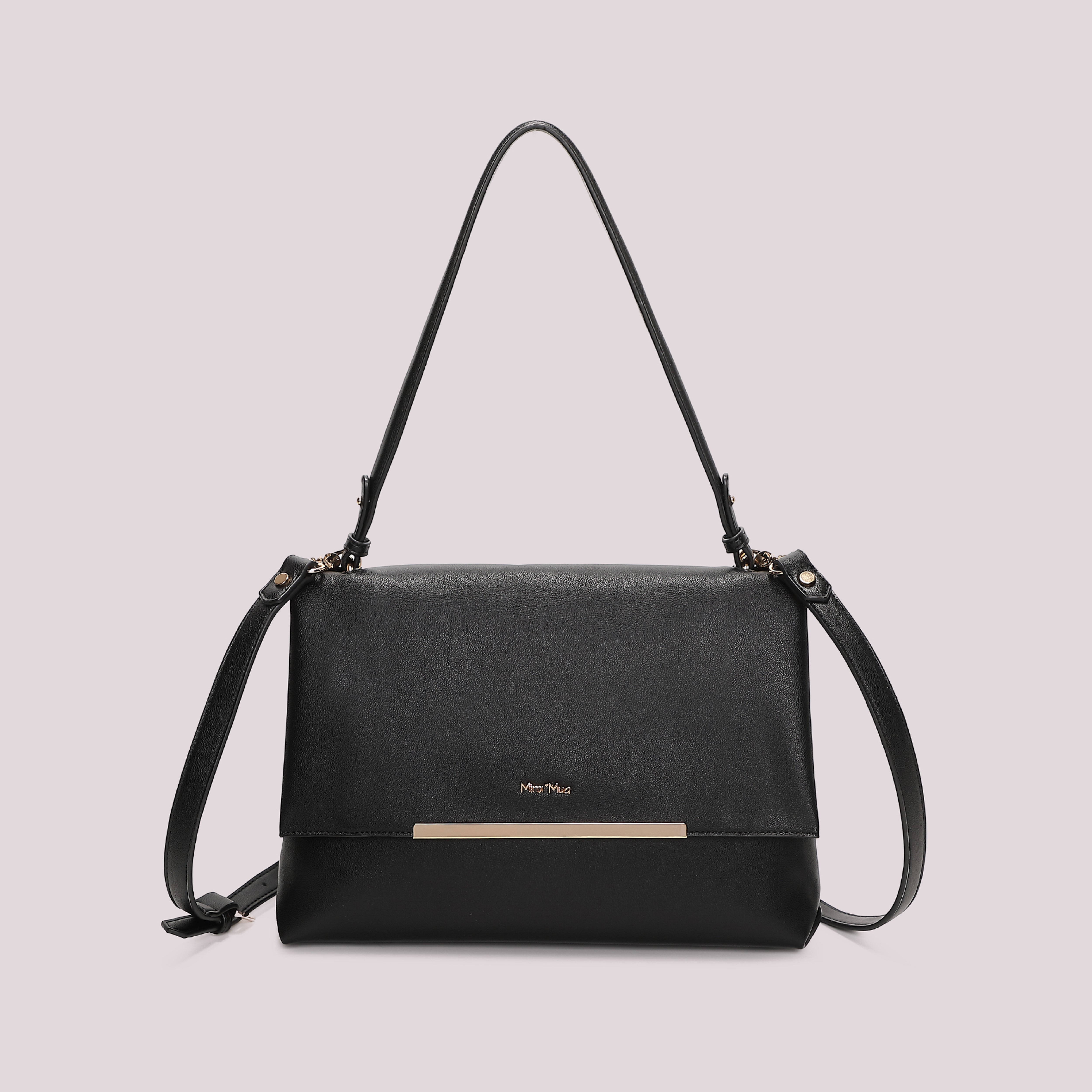 Mimi Mua Borsa a Spalla Dettaglio Dorato Nero