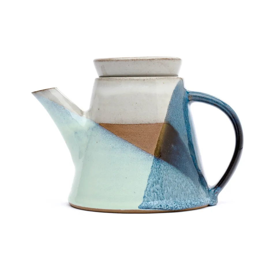 On Earth Cooperative Collection Voile teiera gres blu h 12,5cm