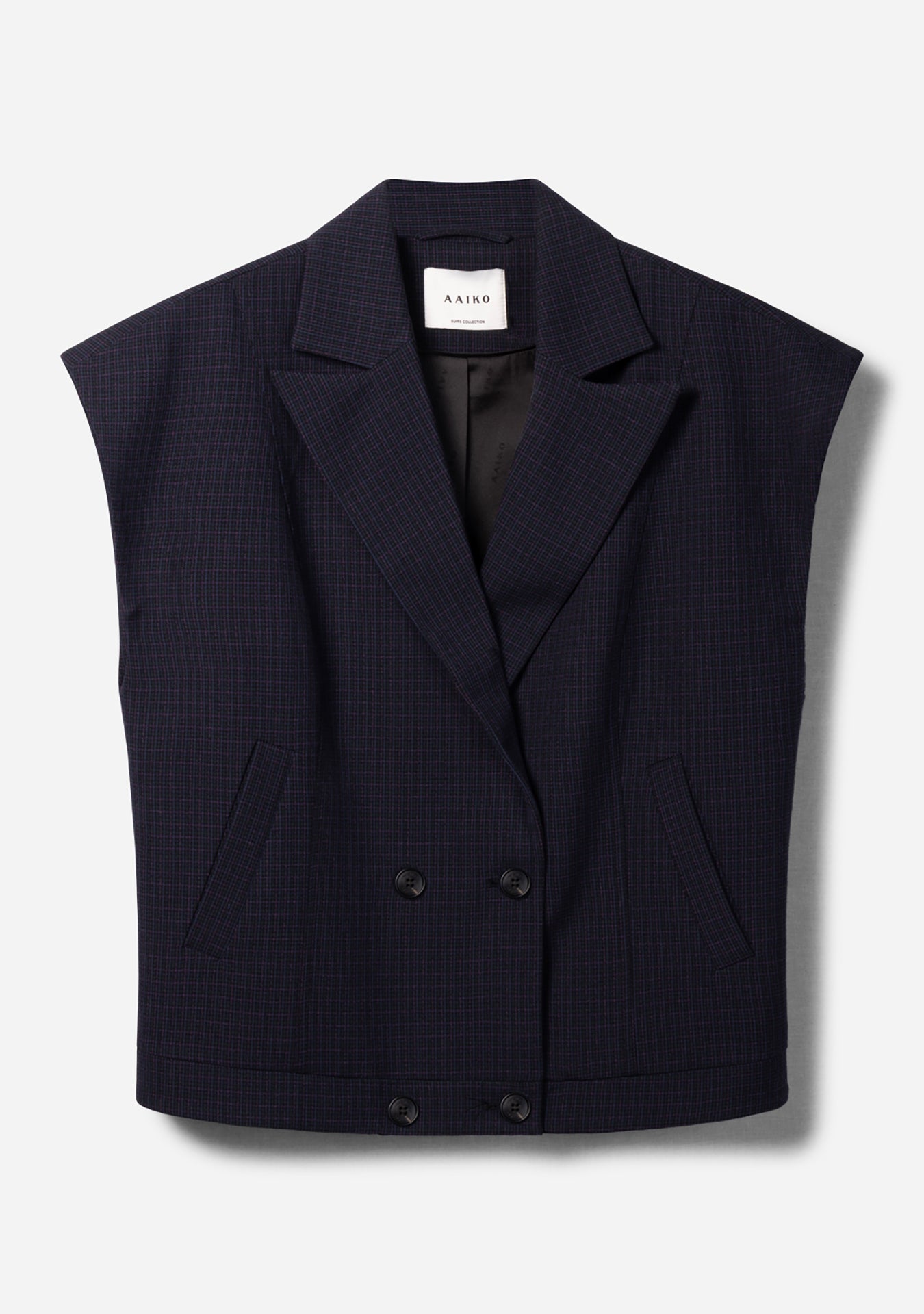 Aaiko Laon gilet nero quadri doppiopetto