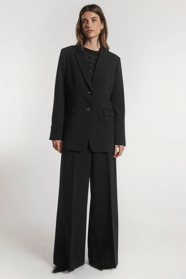 Aaiko Nore pantaloni neri palazzo pieghe
