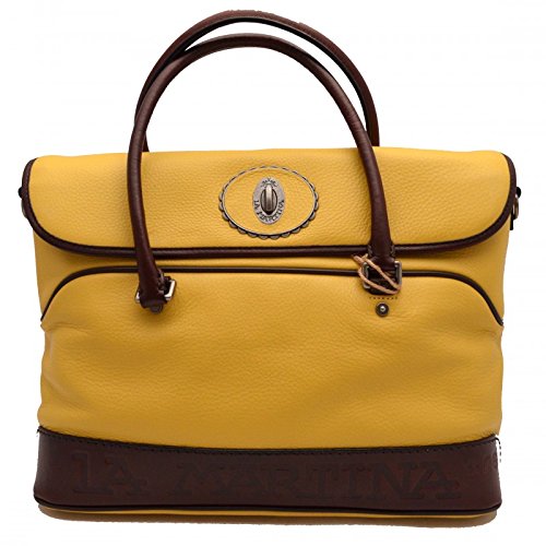 La Martina Polo borsa tracolla pelle gialla cartella 36x28