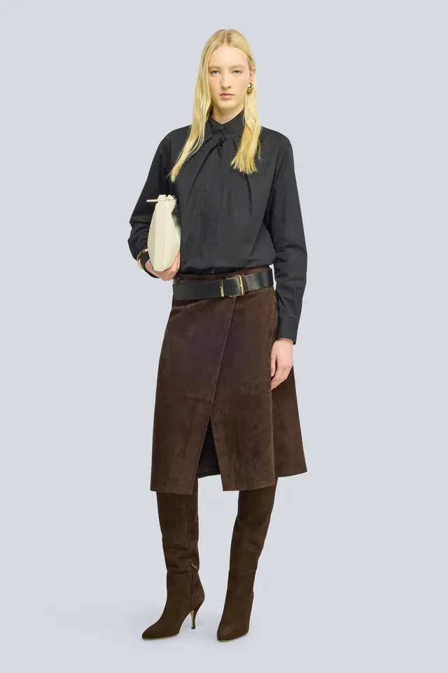 Semicouture Rosanne gonna camoscio moka