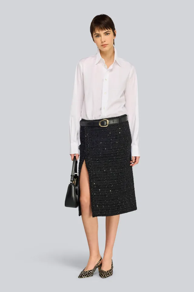Semicouture China camicia popeline collo coreano bianca
