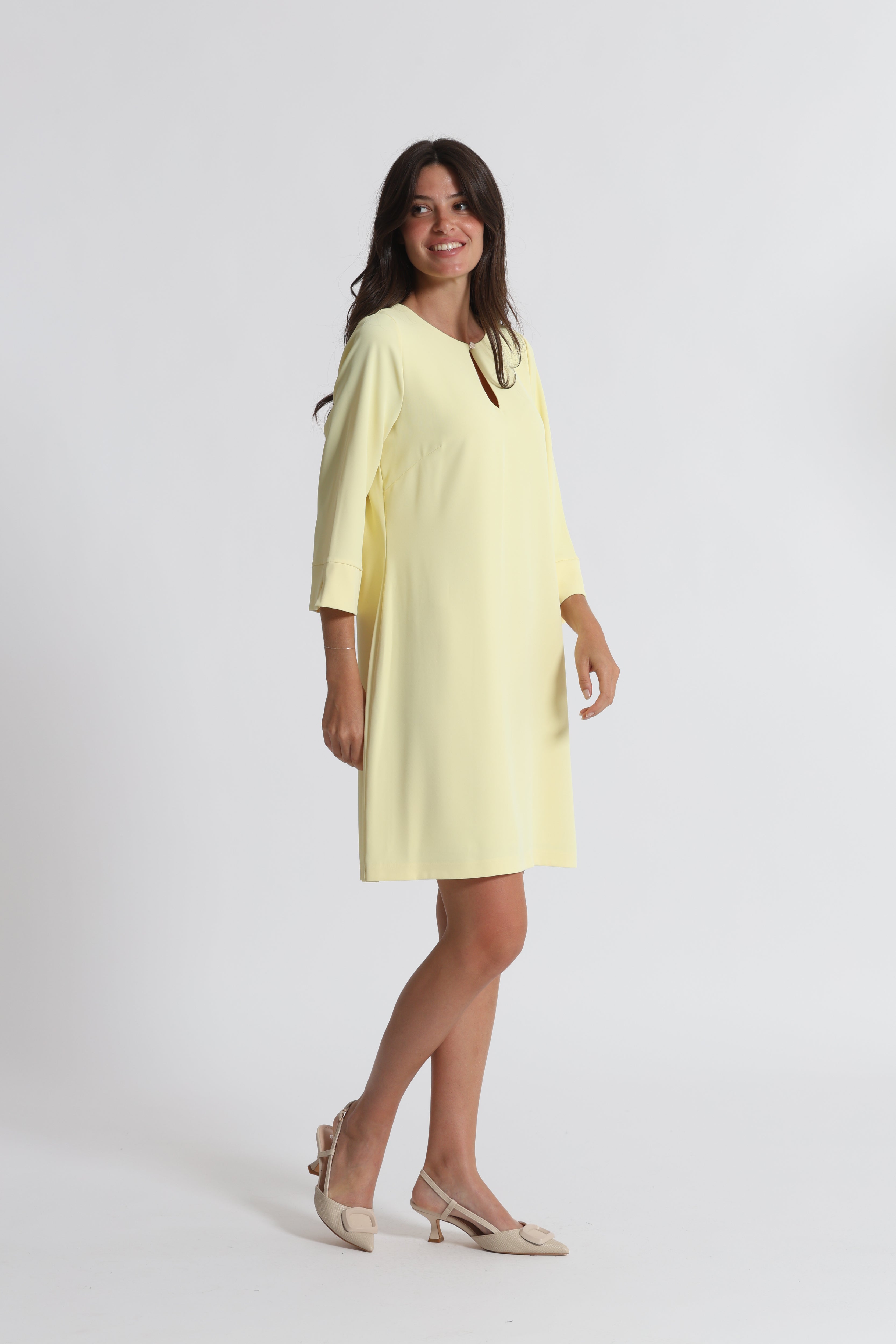Mimi Mua Midi abito in cady giallo elasticizzato