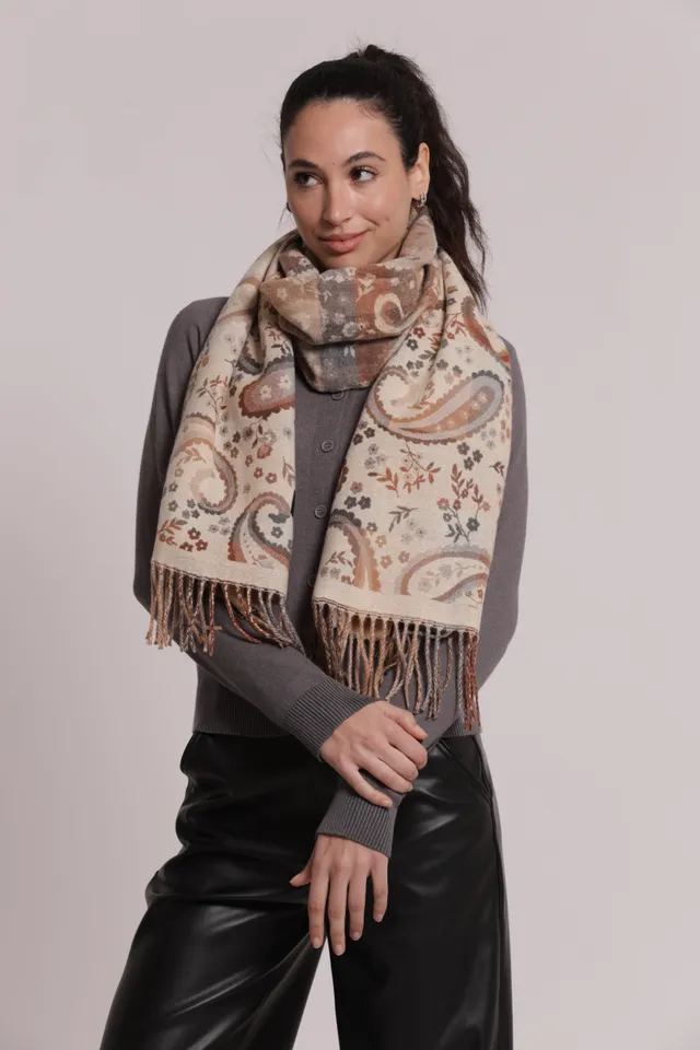 Mimi Mua Sciarpa con Disegno Paisley panna leggera