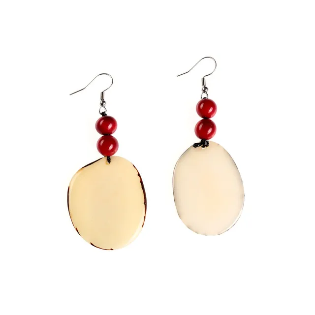 On Earth Origine orecchini tagua avorio h 7 cm