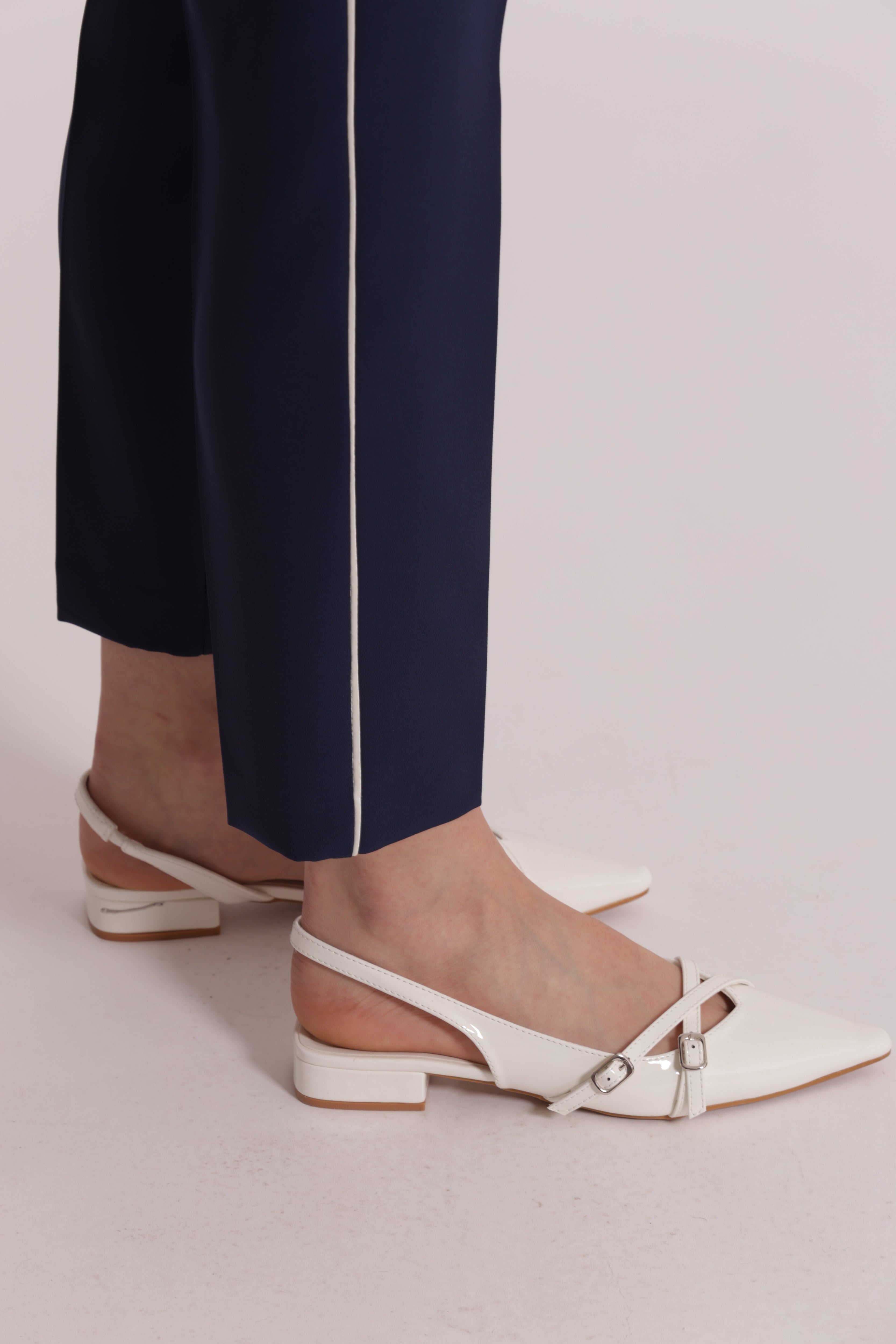 Mimi Mua Pantalone Bottone Contrasto Latte Classico