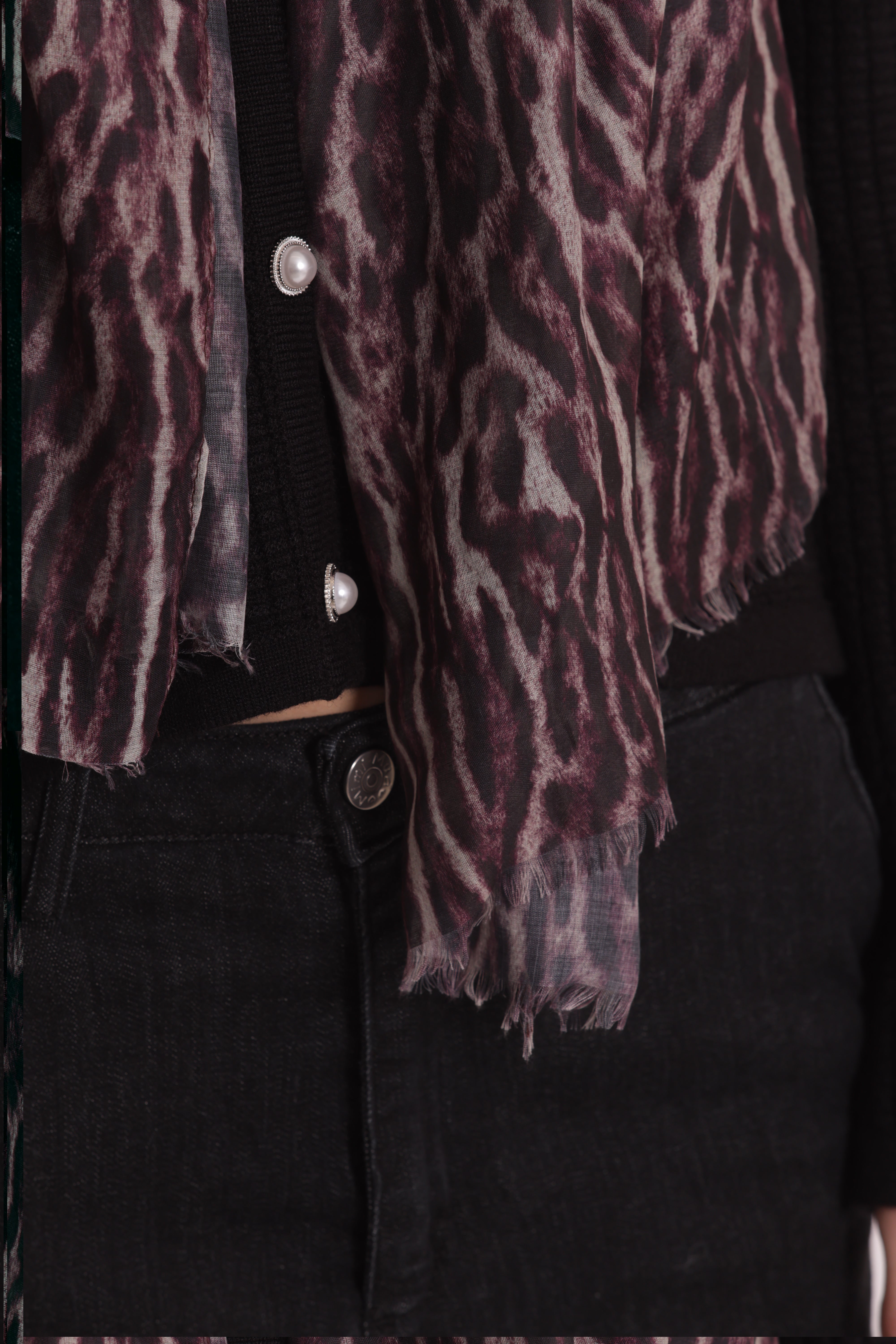 Mimi Mua Foulard Fantasia Animalier Burgundy 180x80 cm