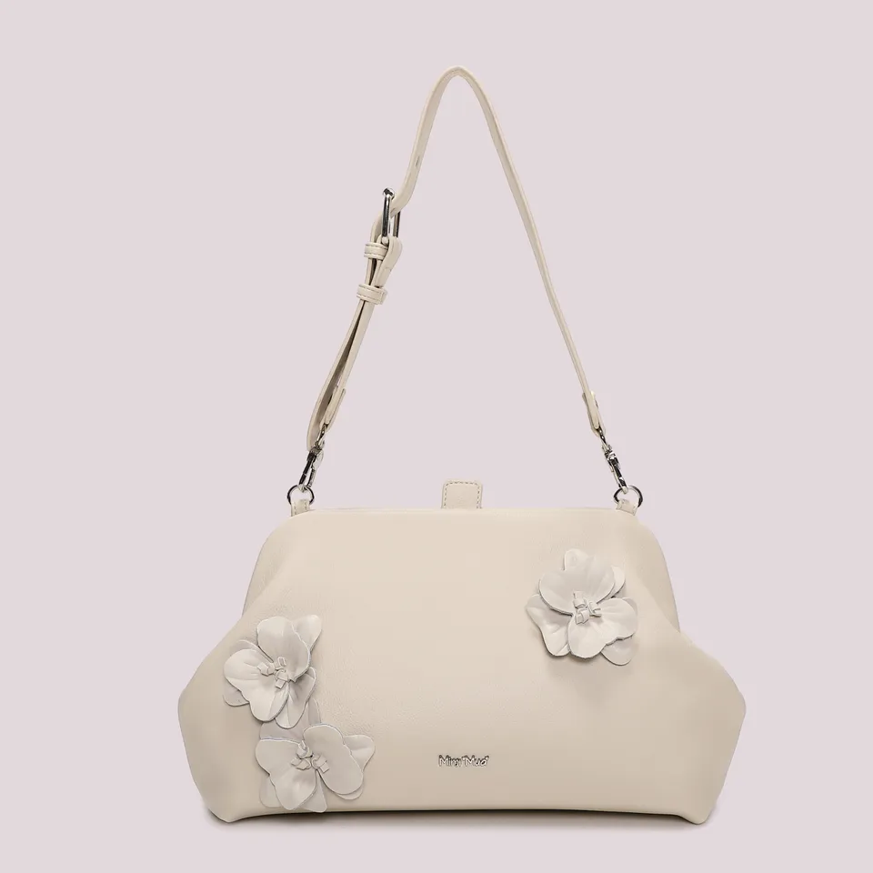 Mimi Mua Bauletto borsa nera con fiori