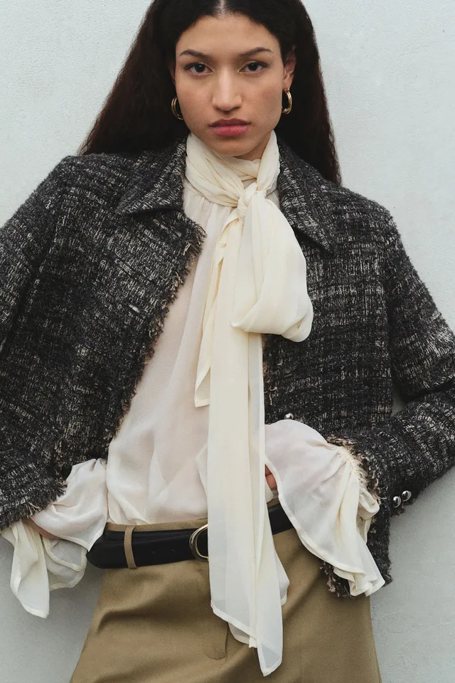 Semicouture Renie blusa georgette burro foulard