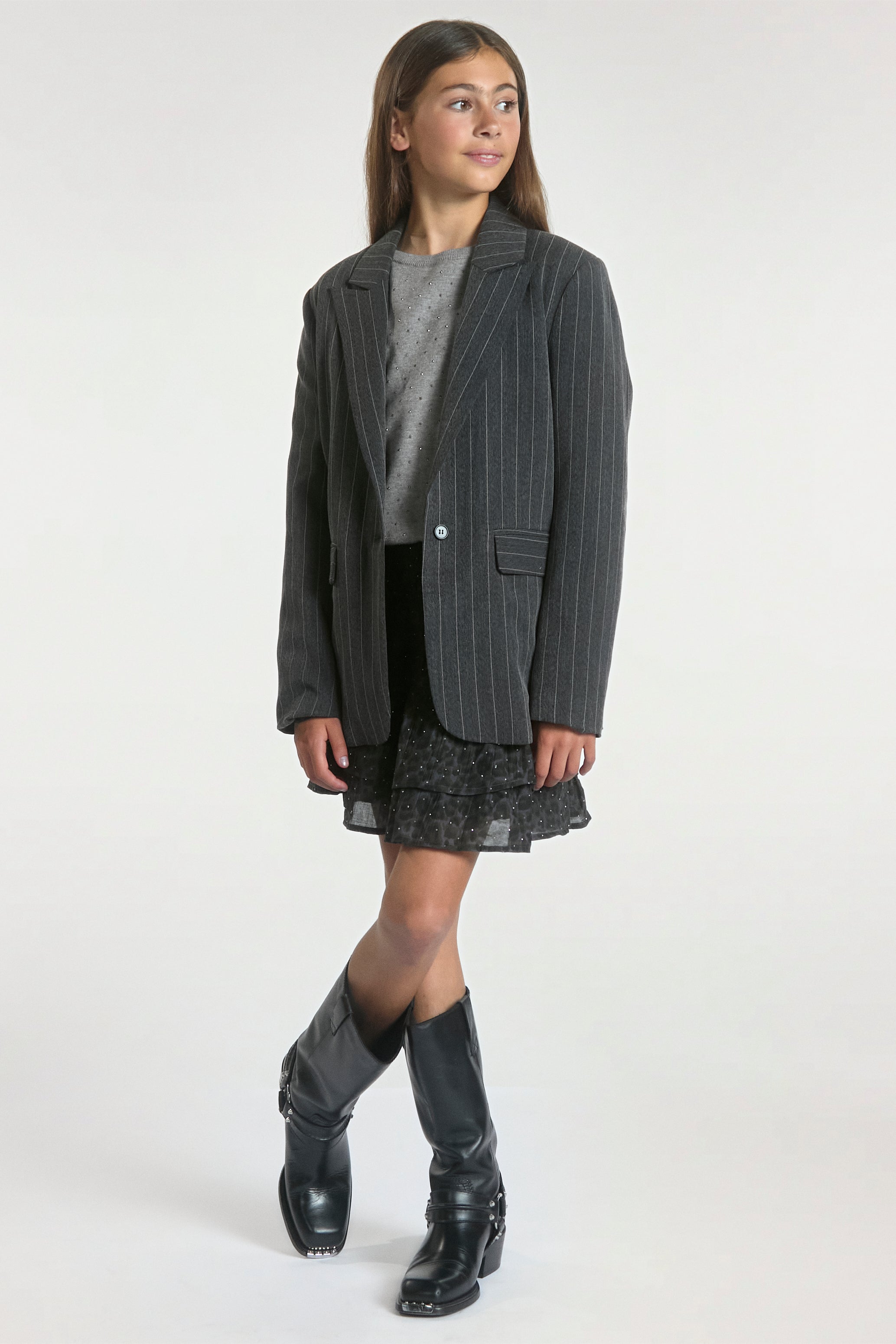 Aaiko Kendal blazer gessato grigio antracite