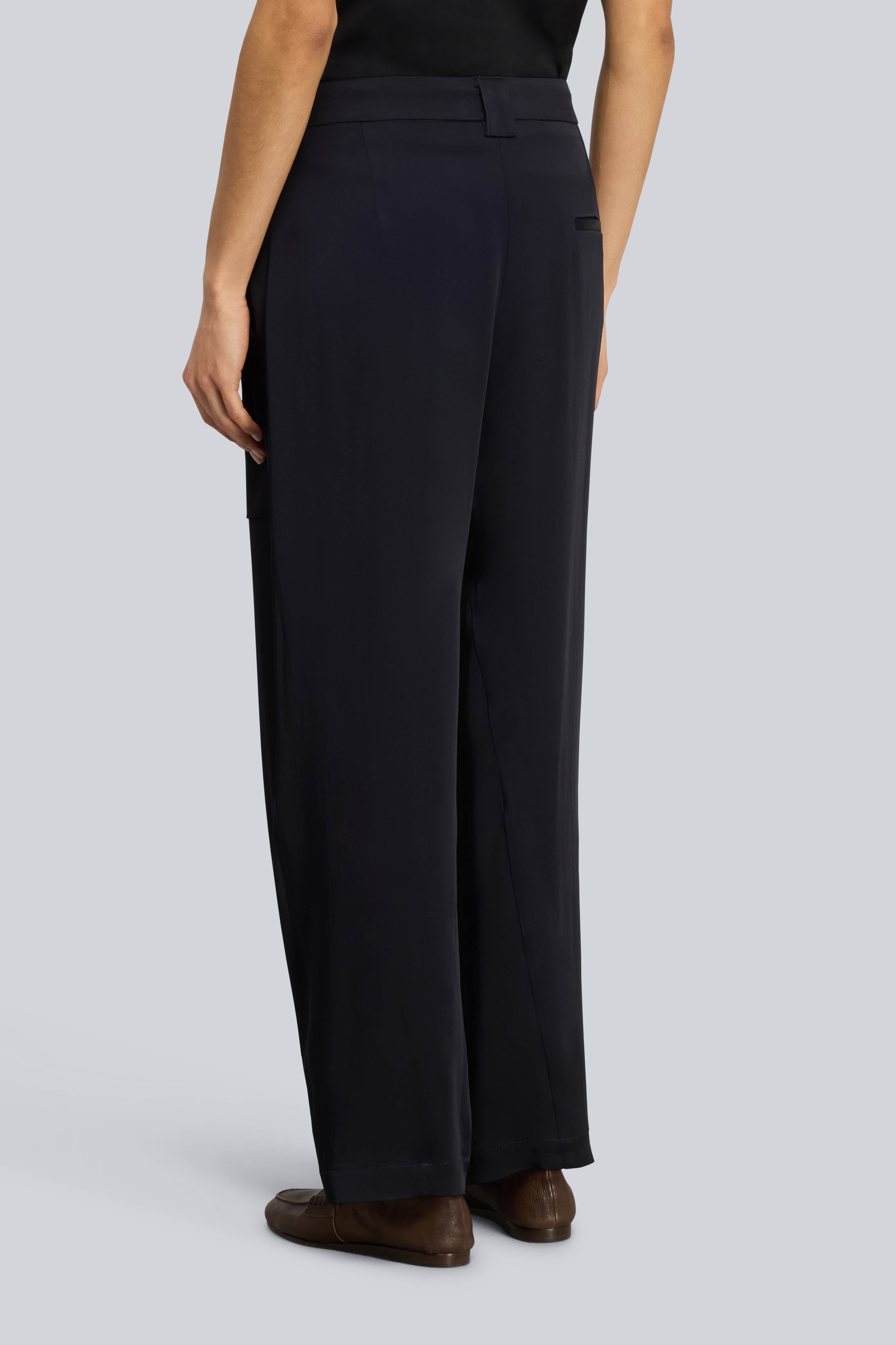 Semicouture Chantal Pantalone Envers Satin Blu Notte