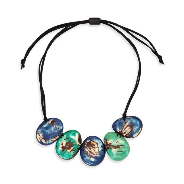 On Earth Gaia collana tagua multicolore 50 cm