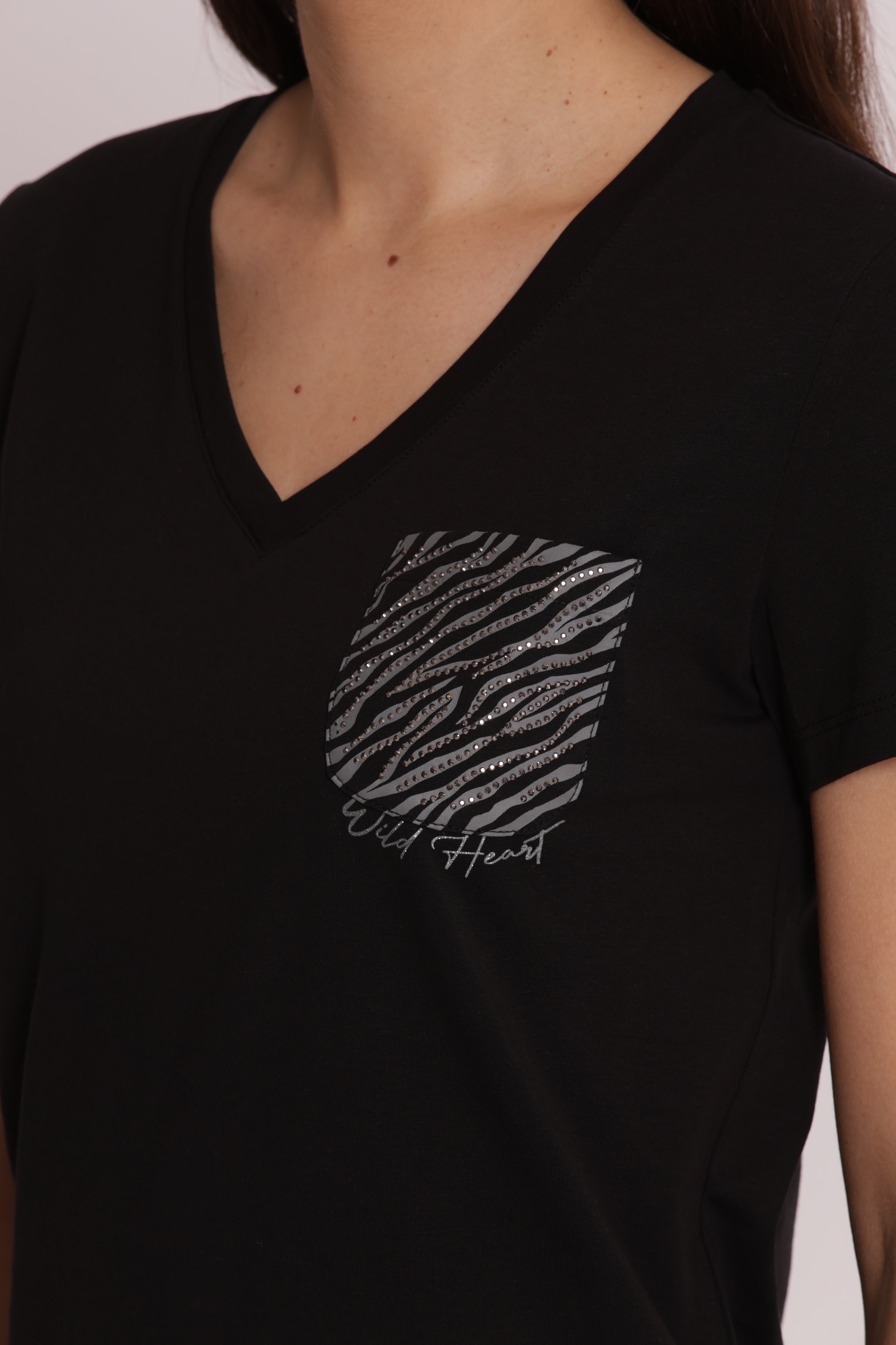 Mimi Mua t-shirt bianco taschino zebrato cotone