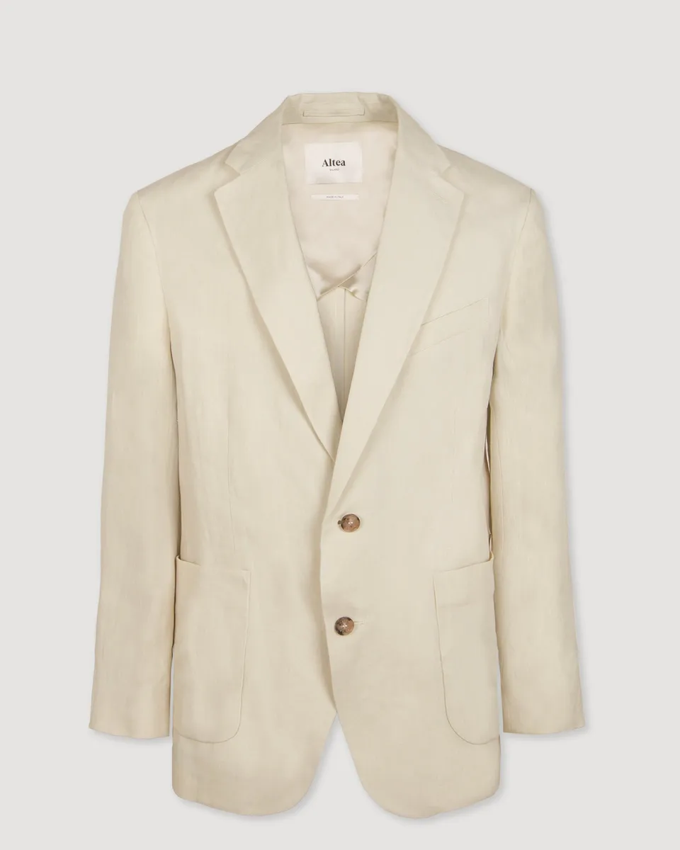 Altea Aston blazer in lino panna fodera regular