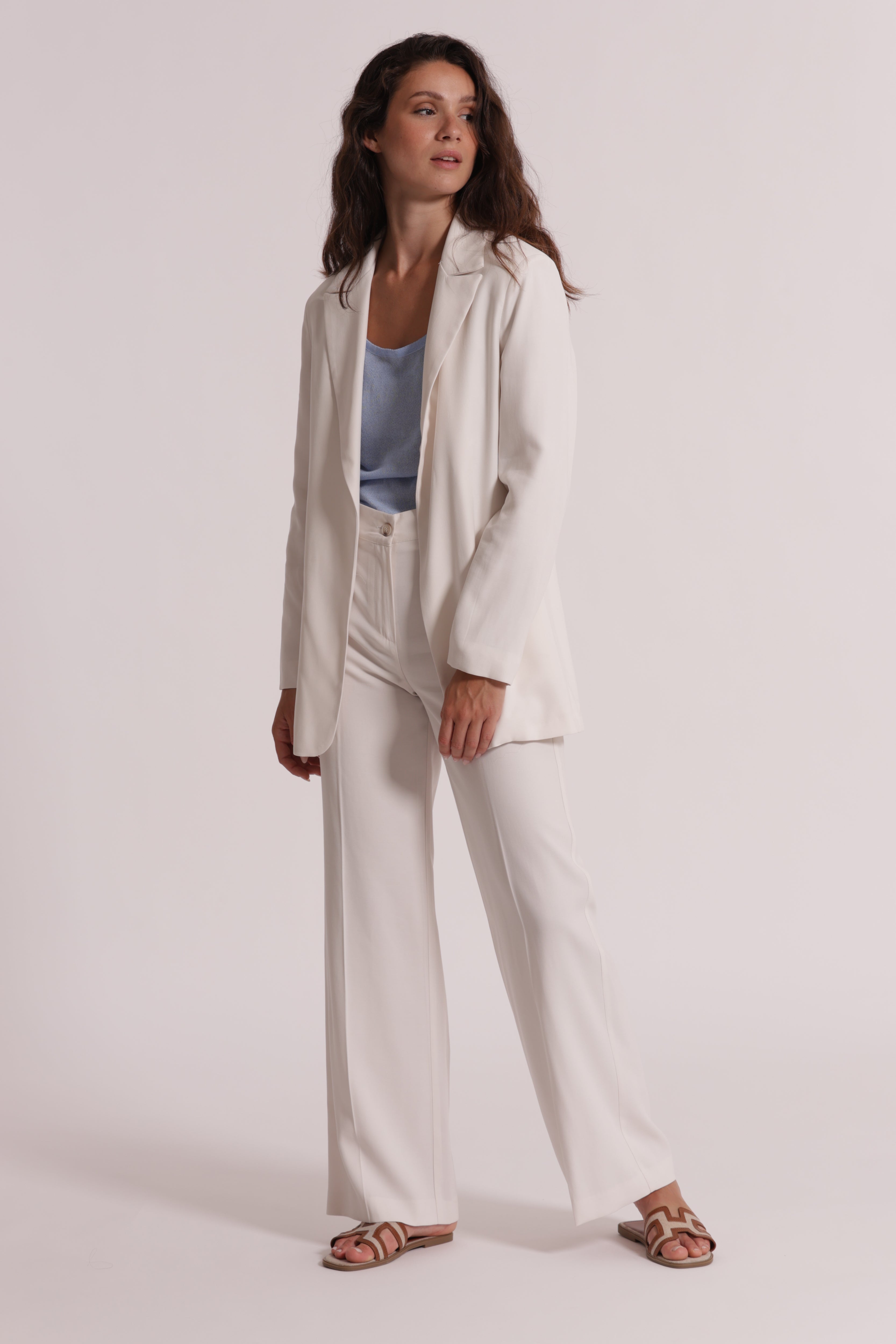 Mimi Mua Lungo Viscosa Pantaloni Panna XS