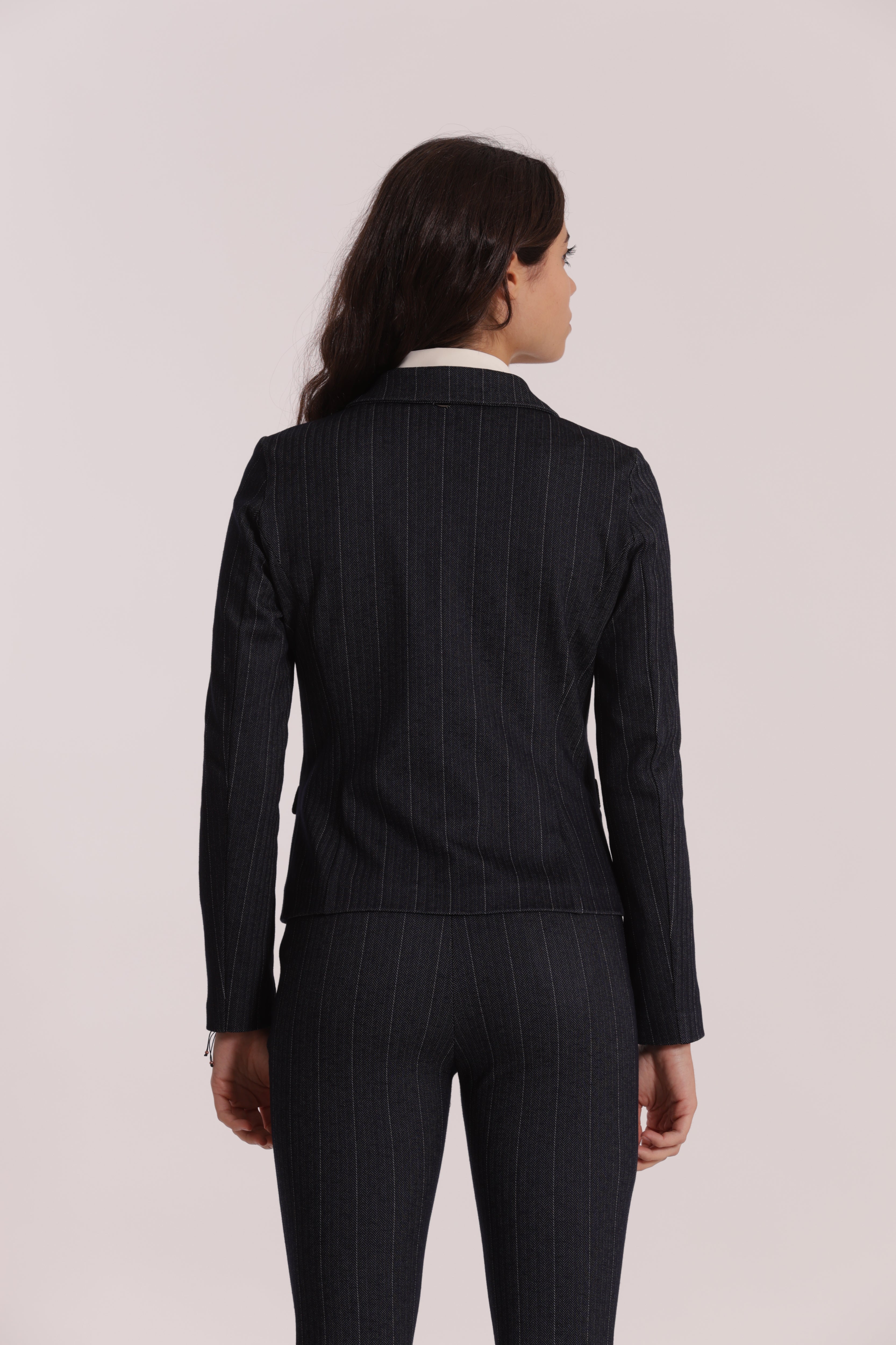Mimi Mua Giacca Corta Punto Milano Jeans Blu