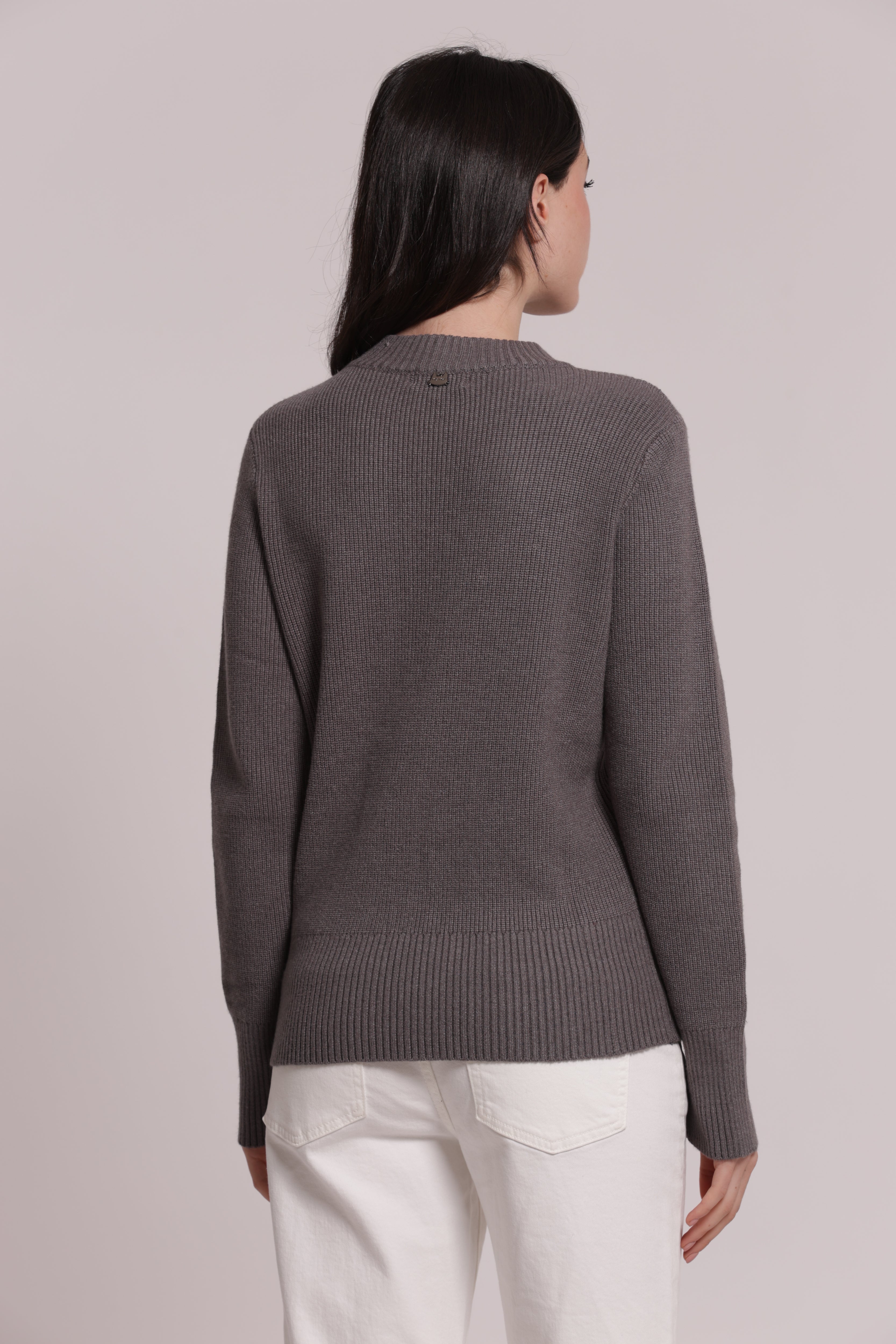 Mimi Mua Maglia Scollo Tondo Treccia maglia nera