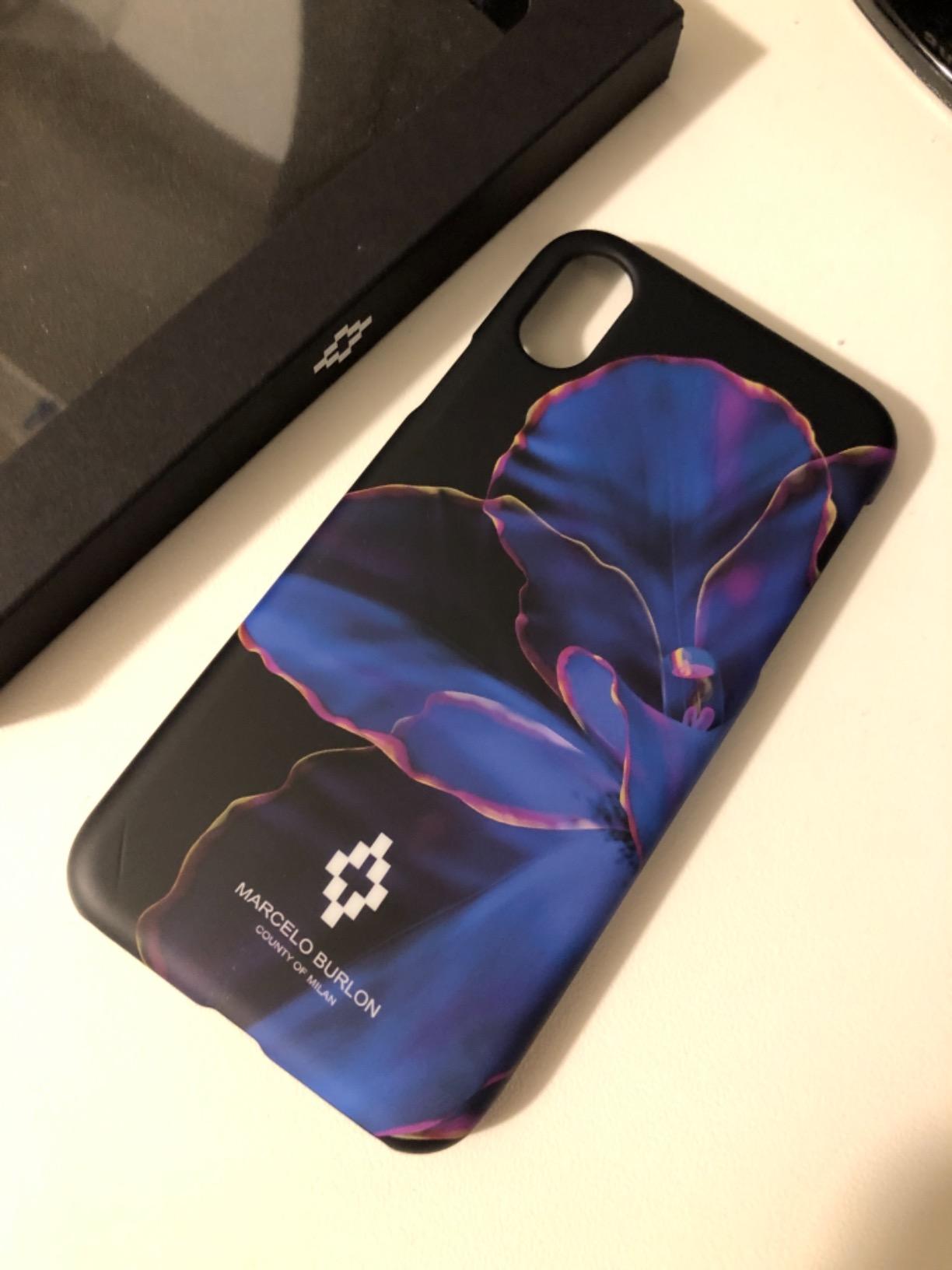 Marcelo Burlon Blue Flowers iPhone X/XS cover rigida soft touch