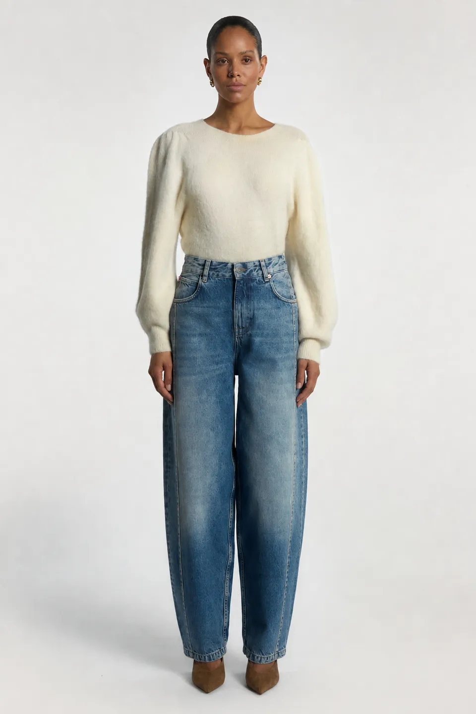 Aaiko Daley jeans blu barrel vita alta