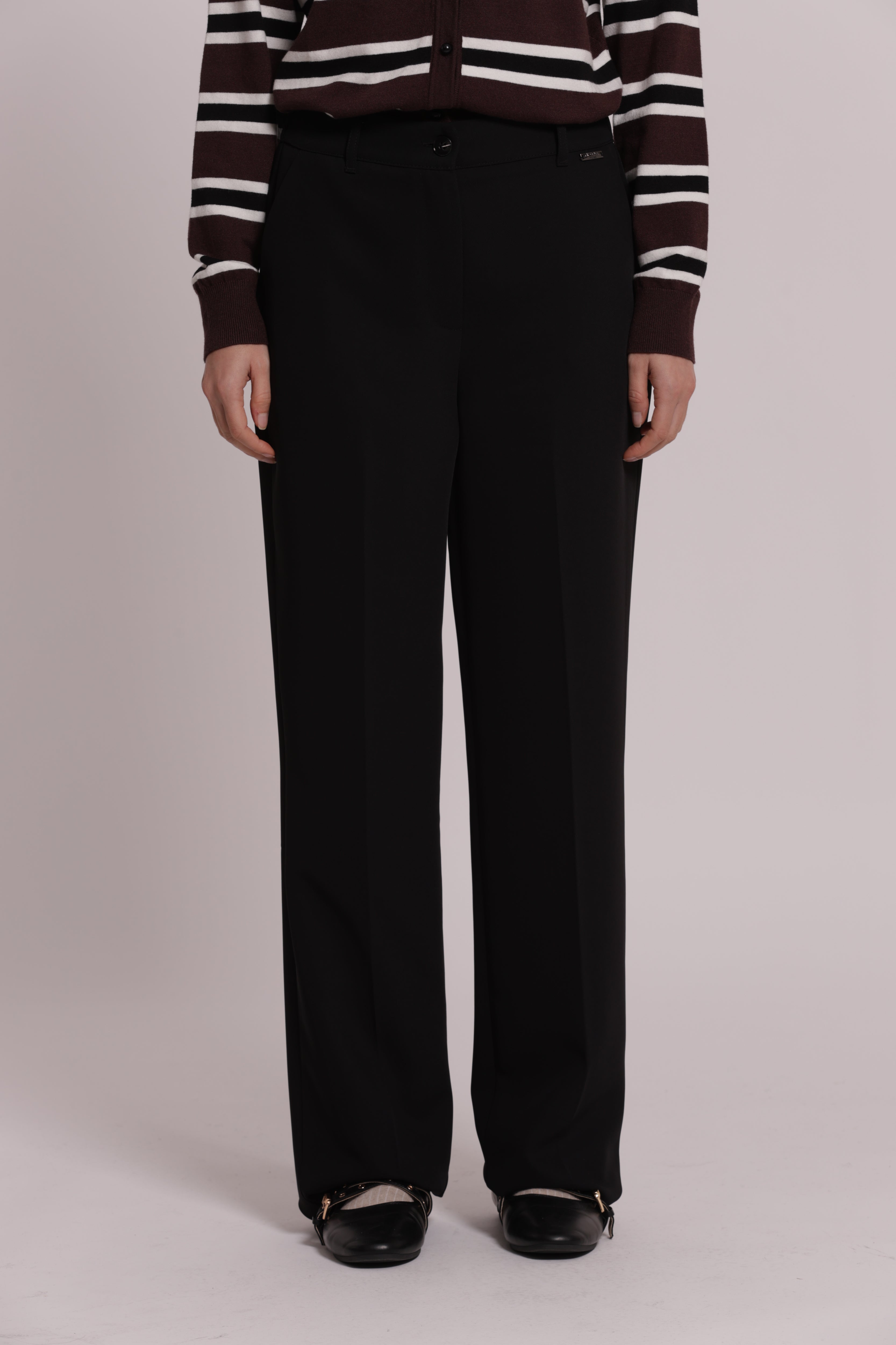 Mimi Mua Palazzo con Elastico Dietro Pantaloni Nero vita elasticizzata
