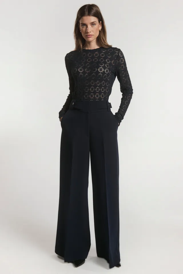 Aaiko Nore pantaloni larghi blu notte pieghe