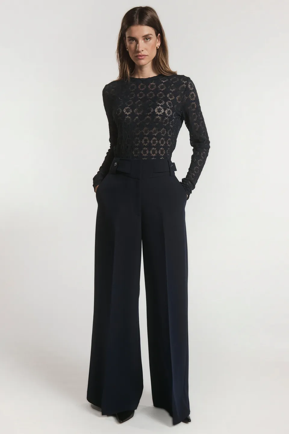 Aaiko Nore pantaloni larghi blu notte pieghe
