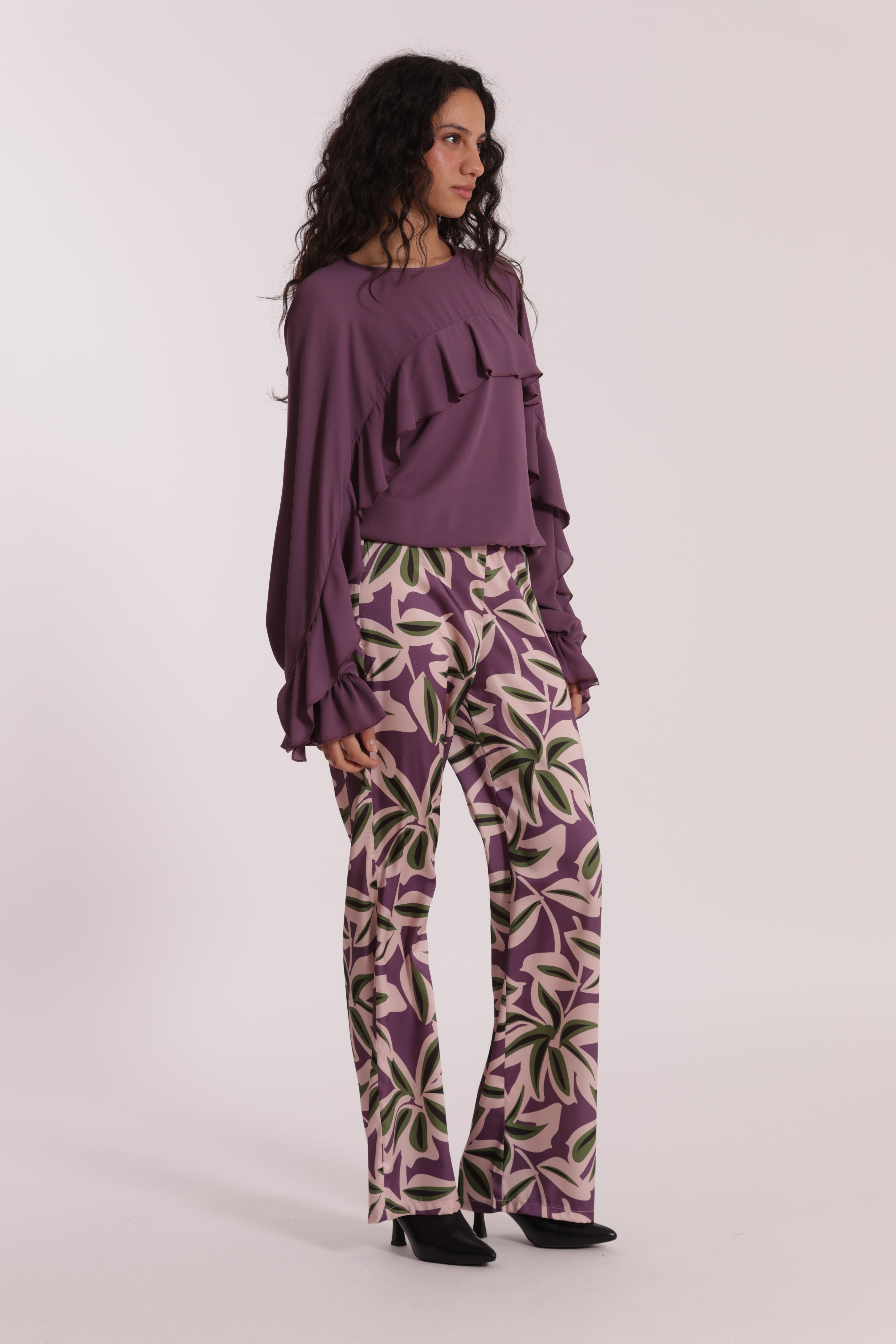 Mimi Mua Pantalone Lungo Fantasia Botanica Malva leggero